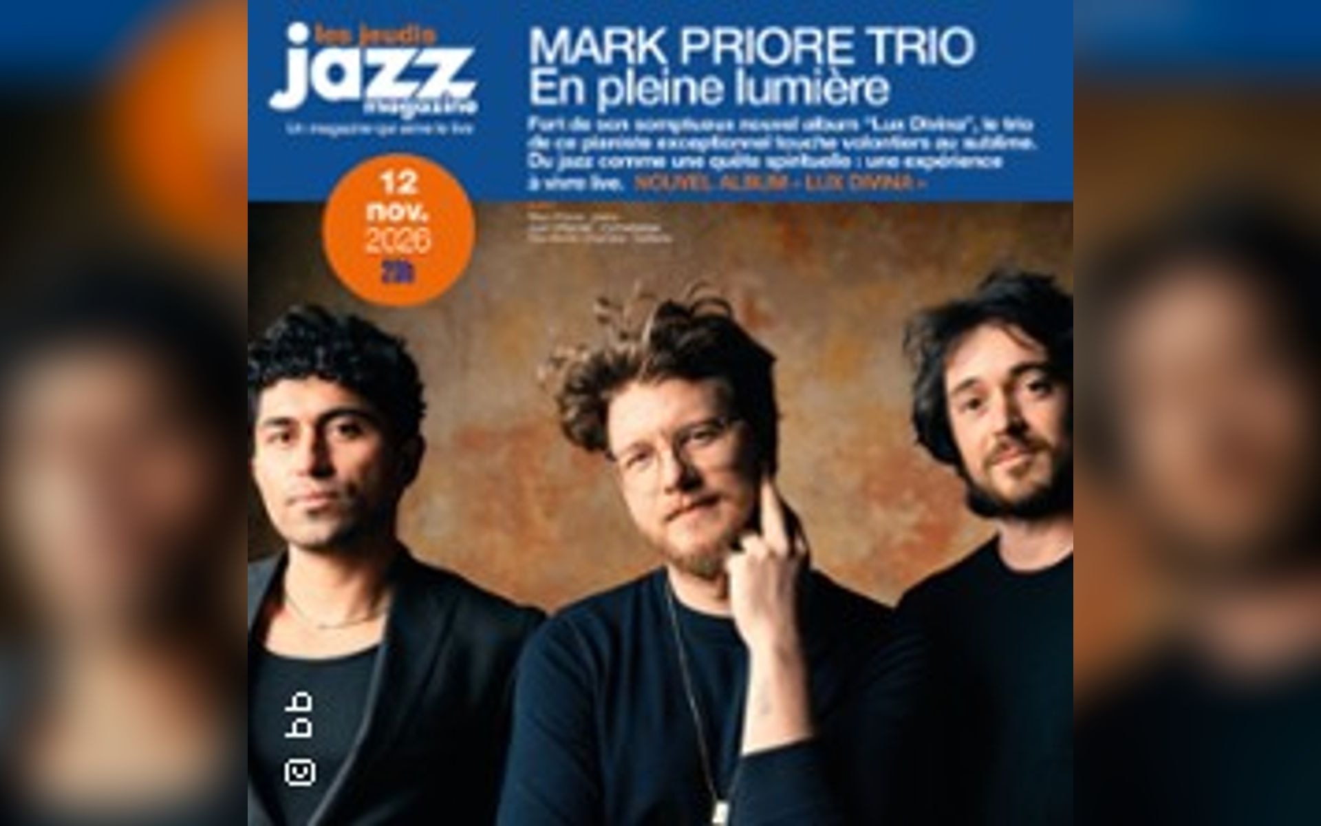 Affiche de Mark Priore Trio - Les Concerts Jazz Magazine