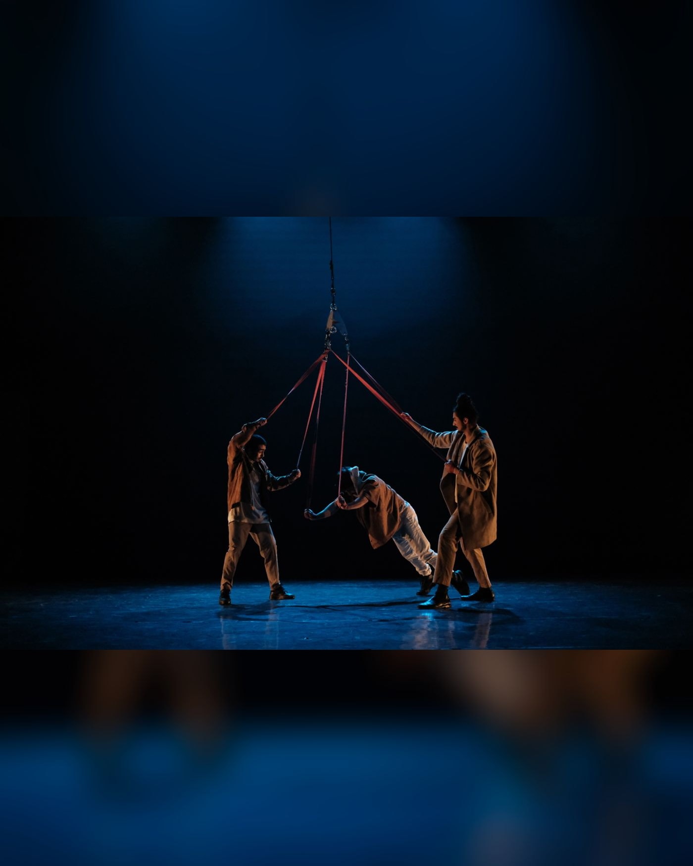 Un spectacle de sangles aériennes sous chapiteau