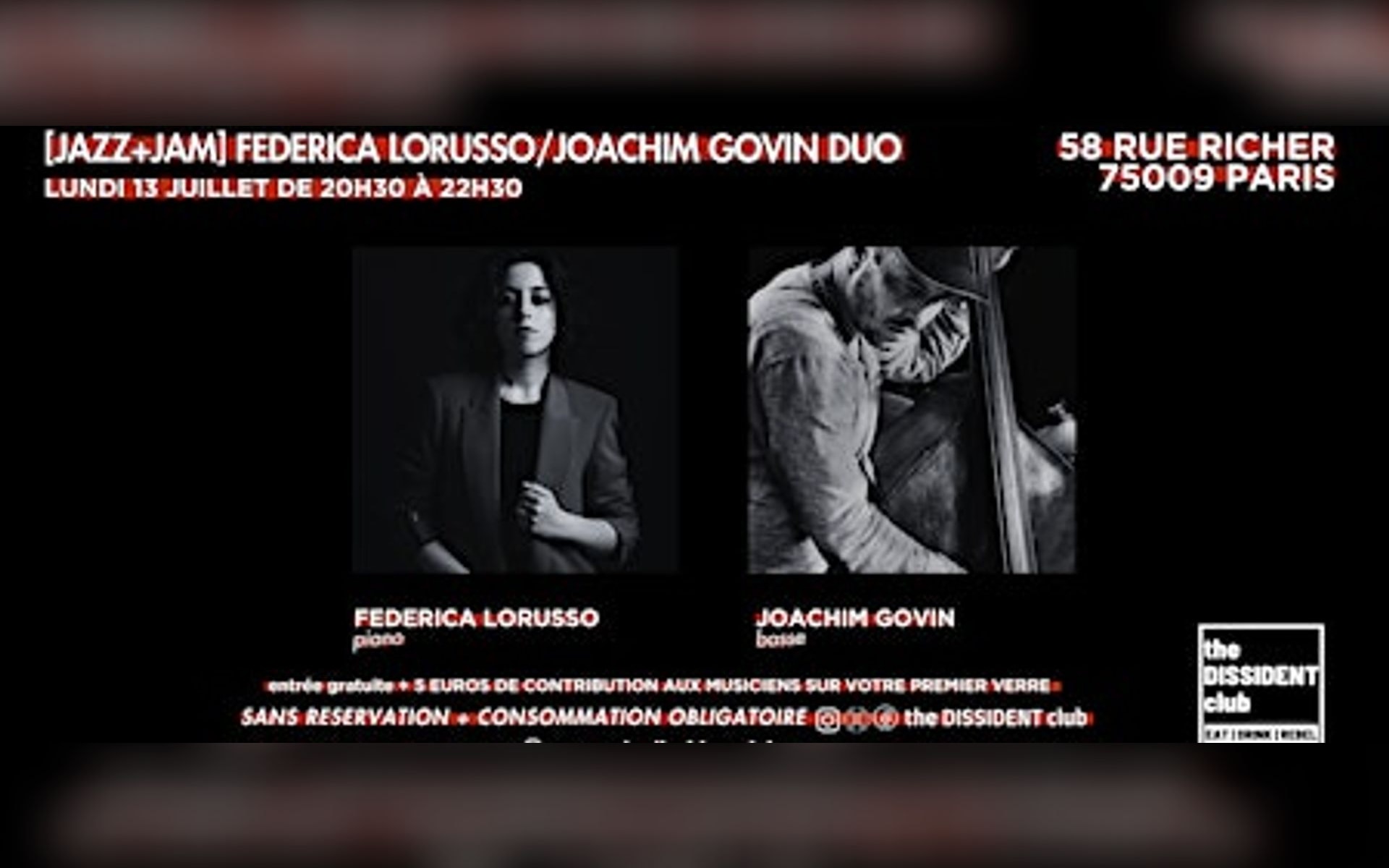 [JAZZ+JAM] Federica Lorusso/Joachim Govin duo