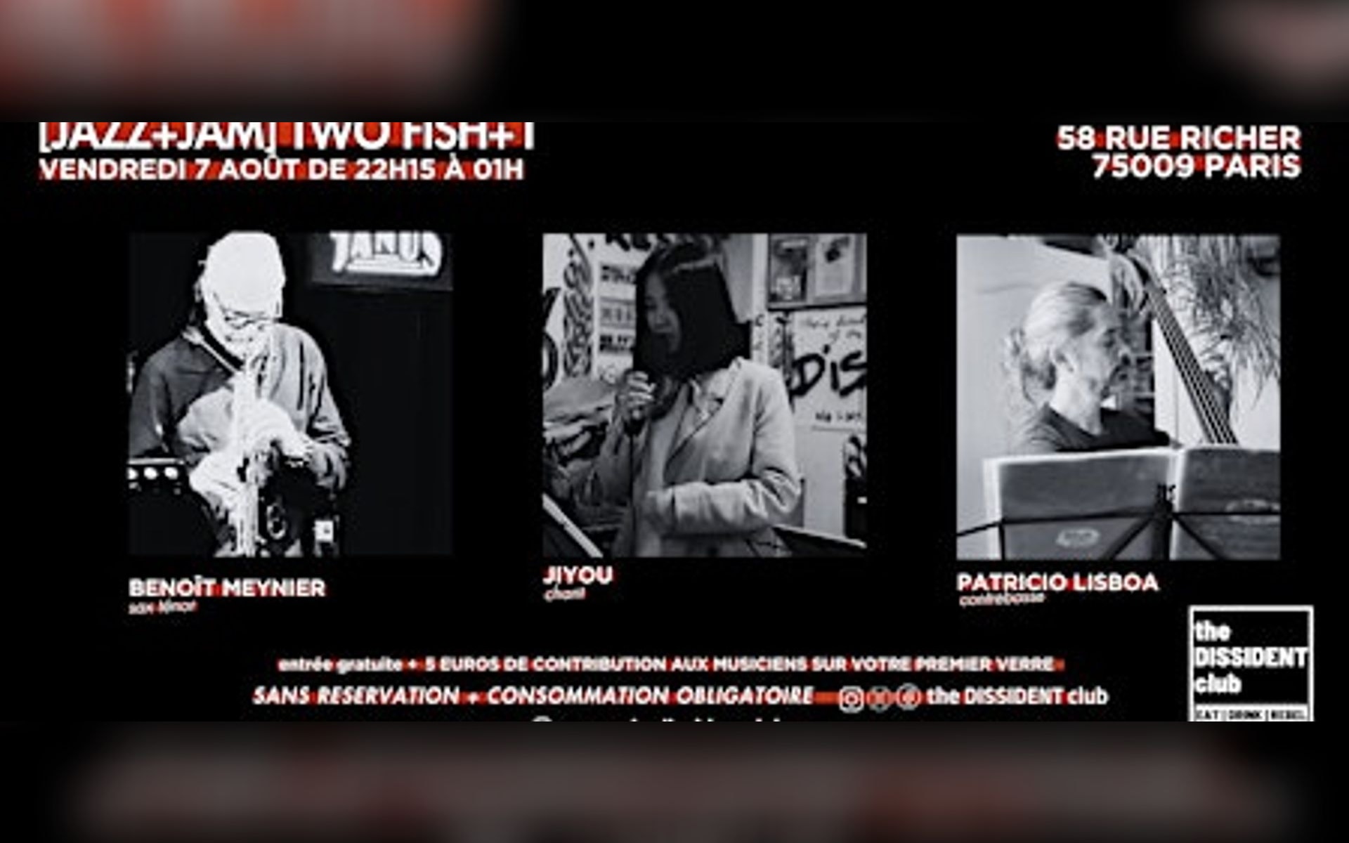 Affiche du concert [JAZZ+JAM] Two fish + 1, The Dissident Club