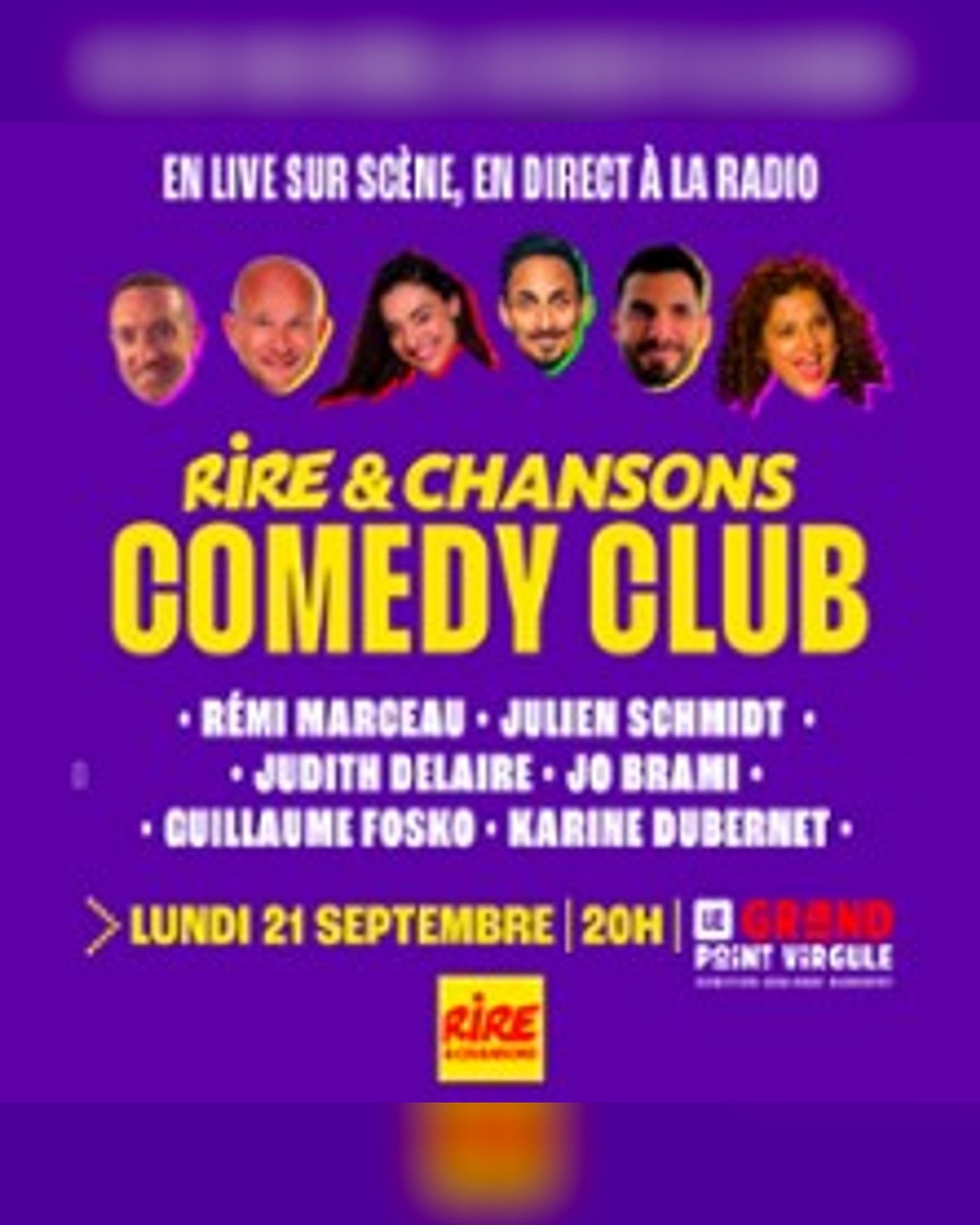 Affiche du spectacle Rire et Chansons Comedy Club, Le Grand Point-Virgule - Majuscule