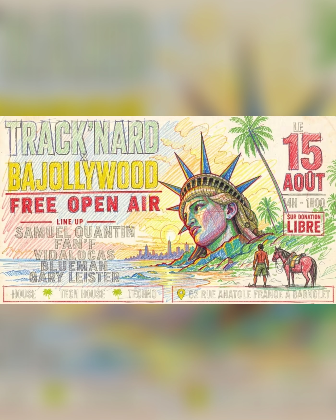 Poster for the concert Track'nard, TBA - 82 Rue Anatole France, 93170 Bagnolet, France