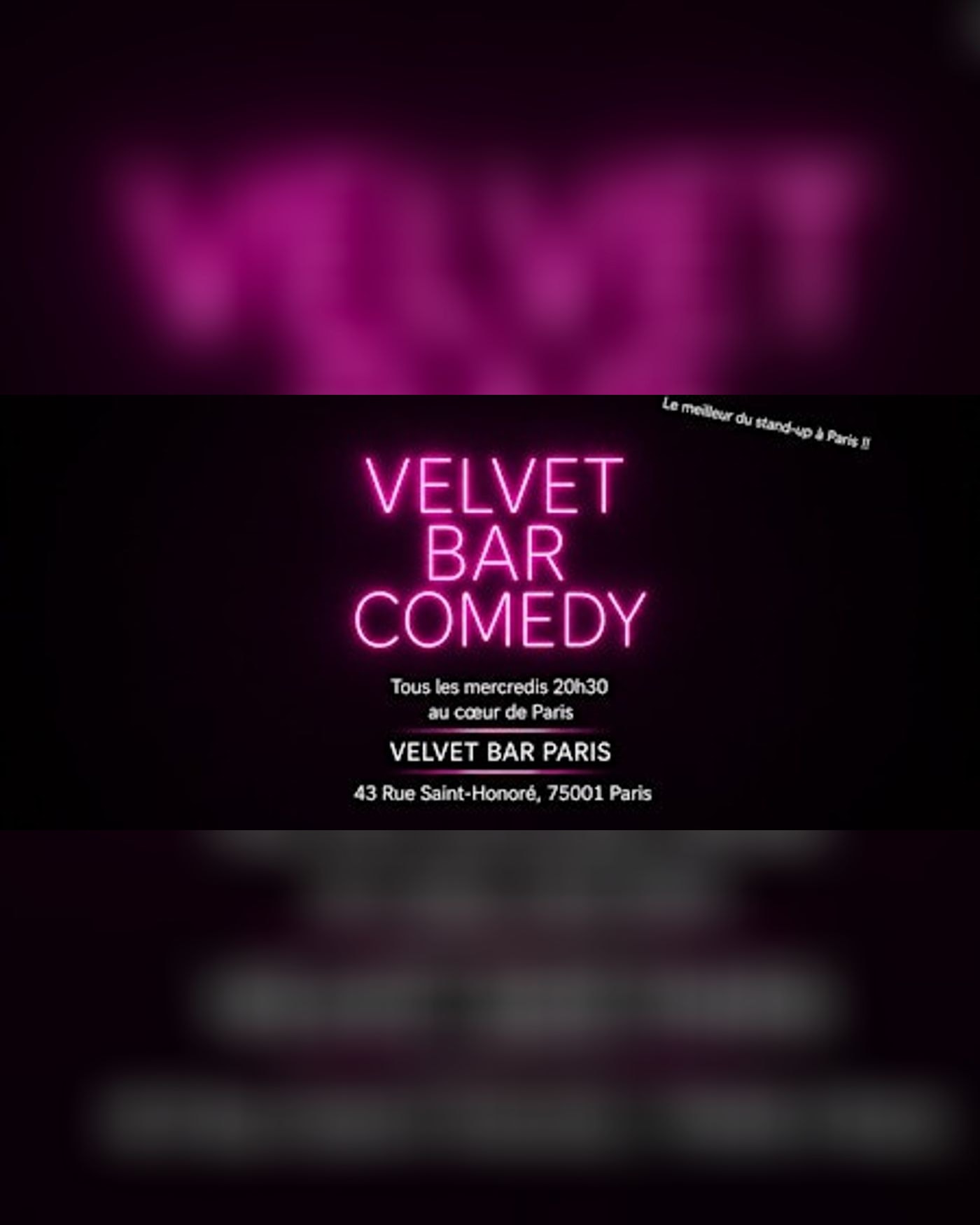 Affiche du spettacolo Velvet Bar Comedy, Velvet Bar Paris