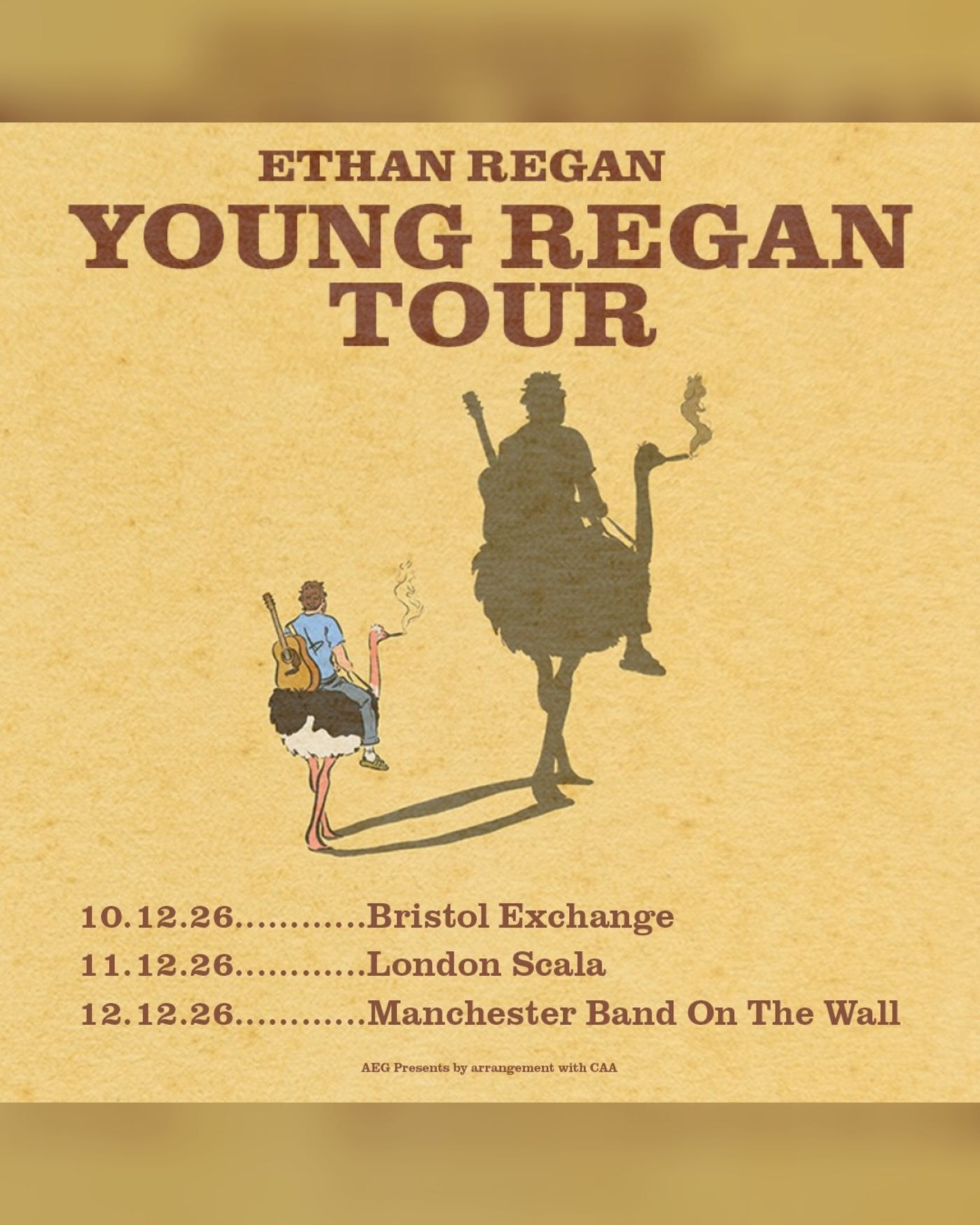 Poster for the concert Ethan Regan, Scala
