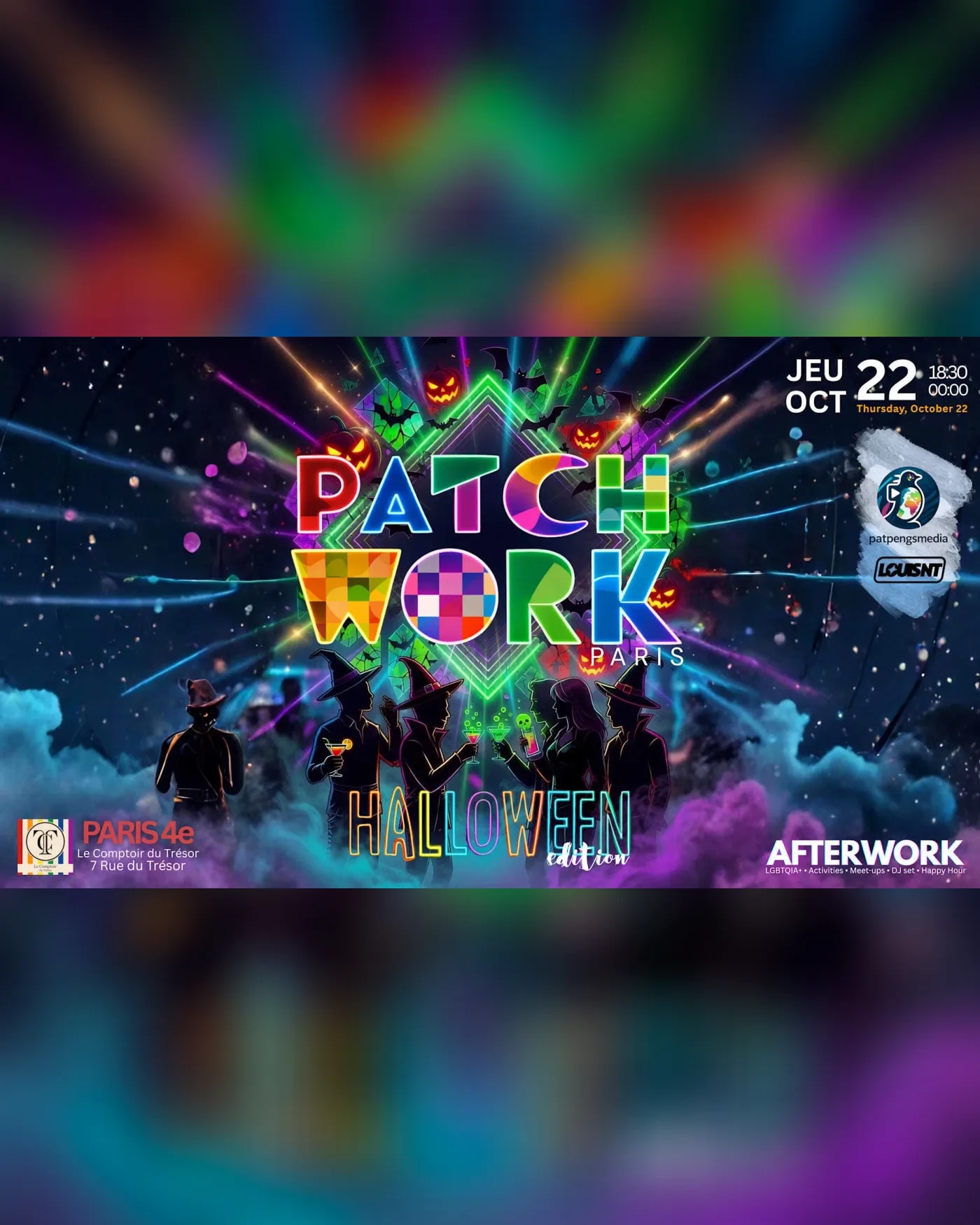 Cartel del concierto Patchwork Paris Afterwork Halloween Edition, Le Comptoir du Trésor
