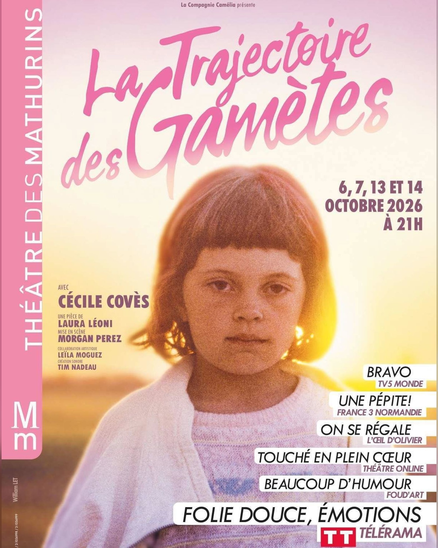 Cartel del espectáculo La Trajectoire des Gamètes, Théâtre des Mathurins - Studio