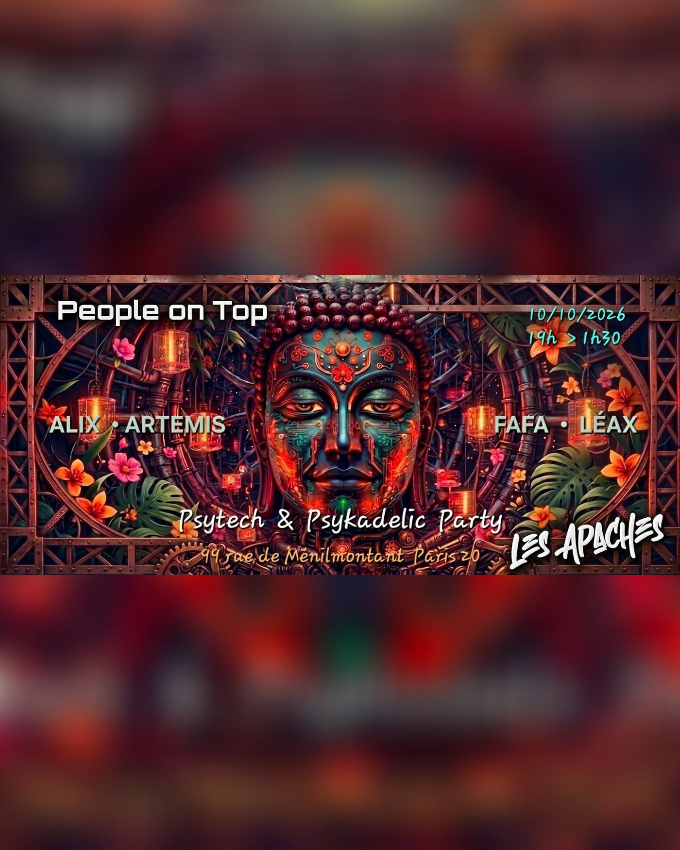 Affiche du concerto Psytech & Psykadélic Party, Les Apaches