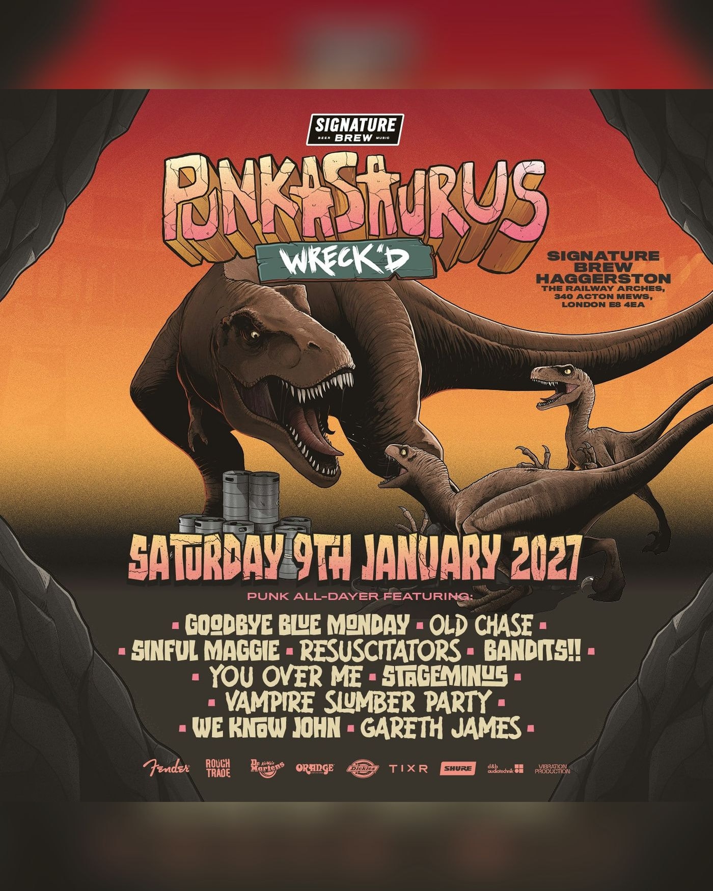 Affiche du concert Punkasaurus Wreck'd 2027, Signature Brew Haggerston