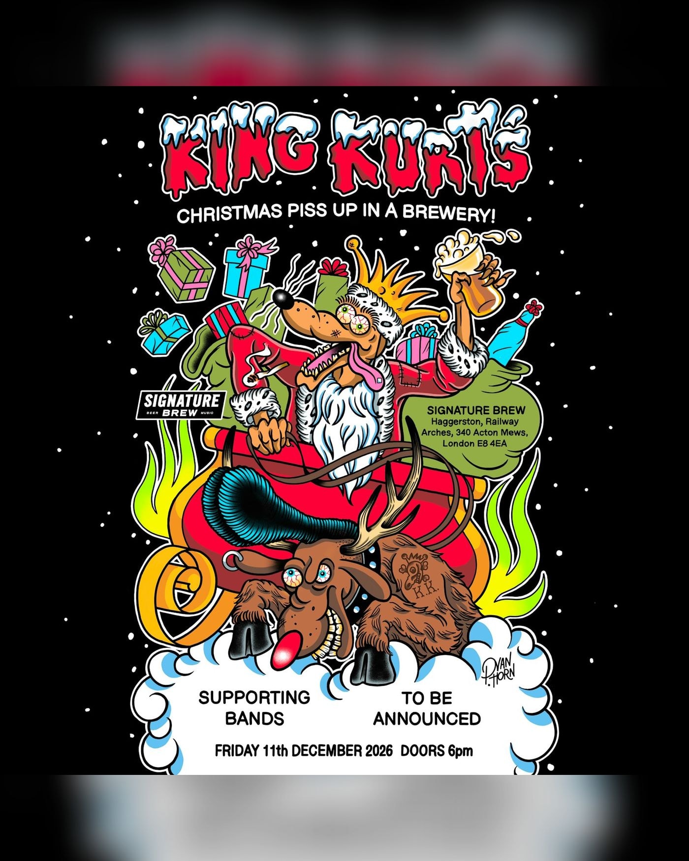 Poster for the concert King Kurt's Christmas Pissup in a Brewery | London, Signature Brew Haggerston