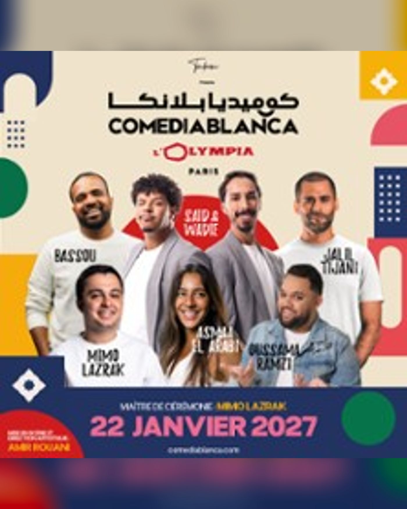 Poster for the show Comediablanca - L'humour Marocain en Tournée, L'Olympia