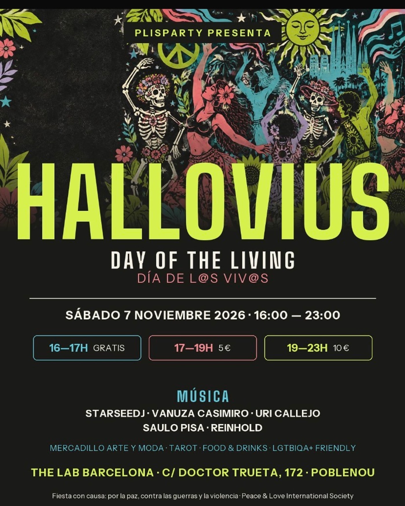 Cartel del concierto Hallovius: Day of the Living/ Día de l@s viv@s, The lab Barcelona