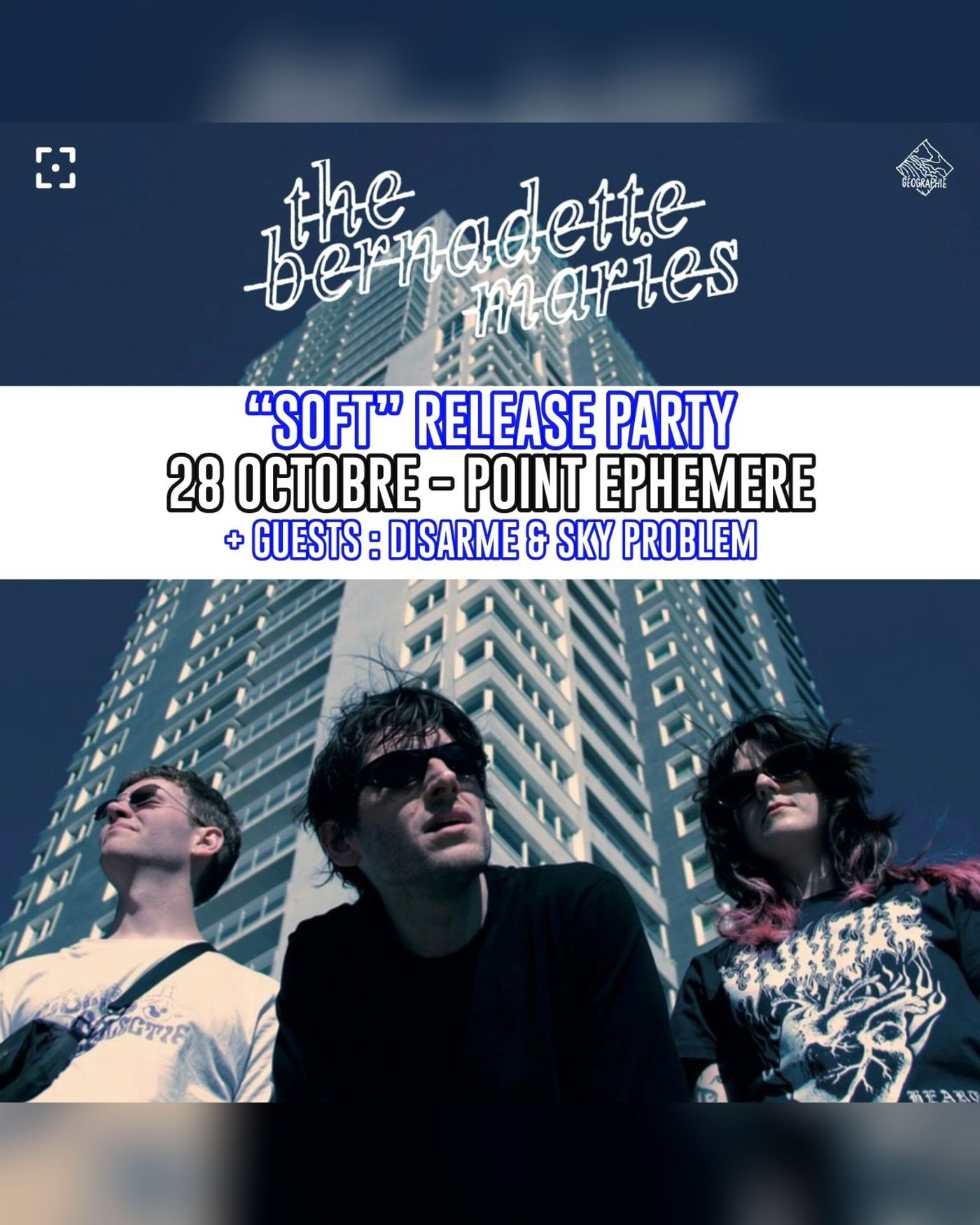 Poster for the concert The Bernadette Maries + Sky Problem + Disarme, Point Ephemere