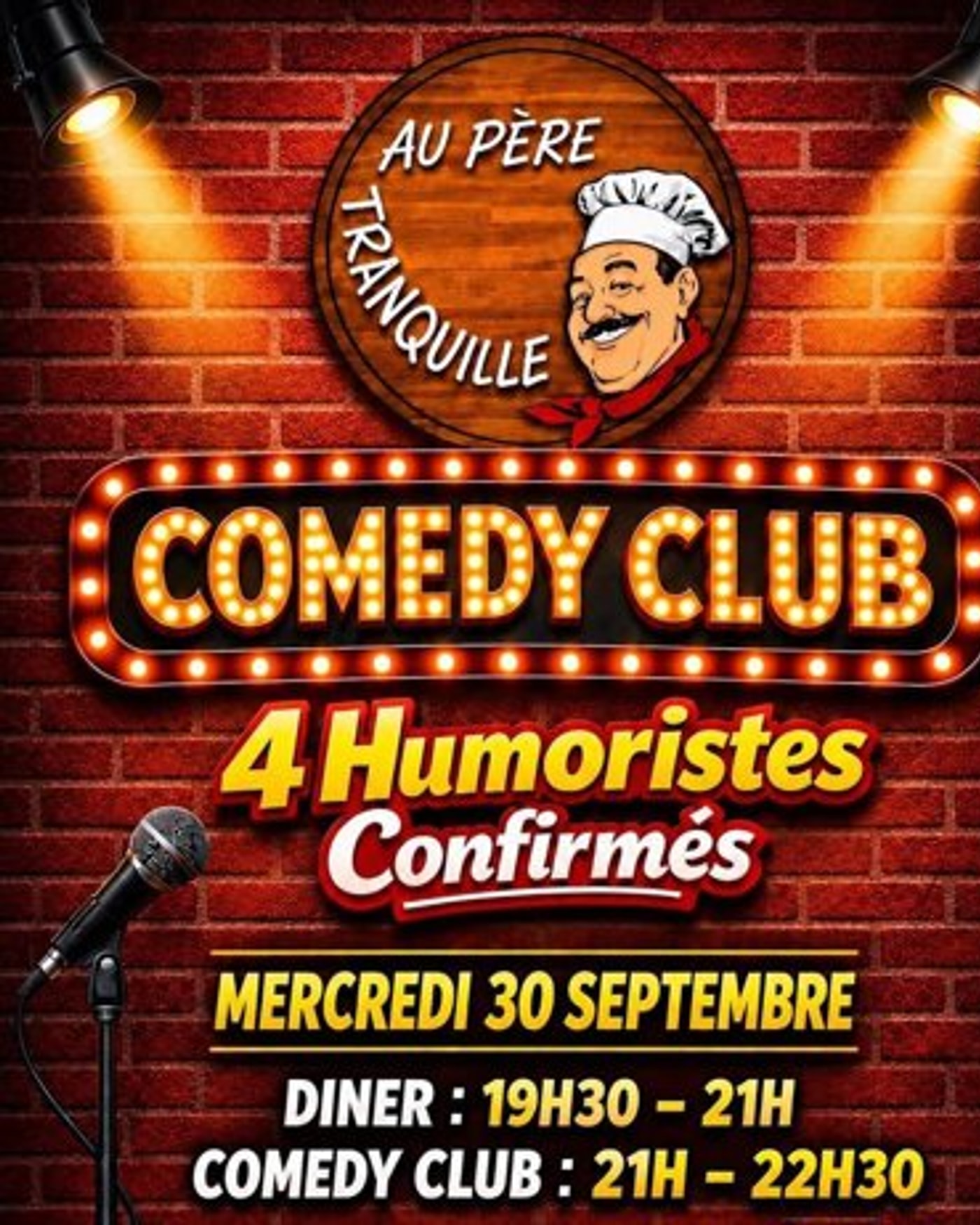 Cartel del espectáculo Comedy Club, Au père tranquille
