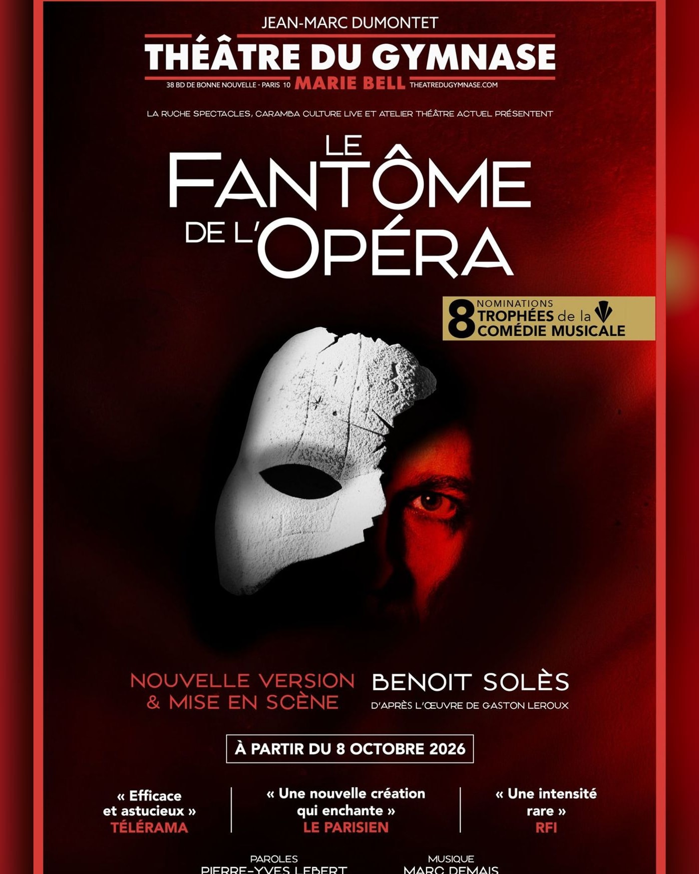 Cartel del concierto Le Fantôme de l'Opéra, Theatre du Gymnase