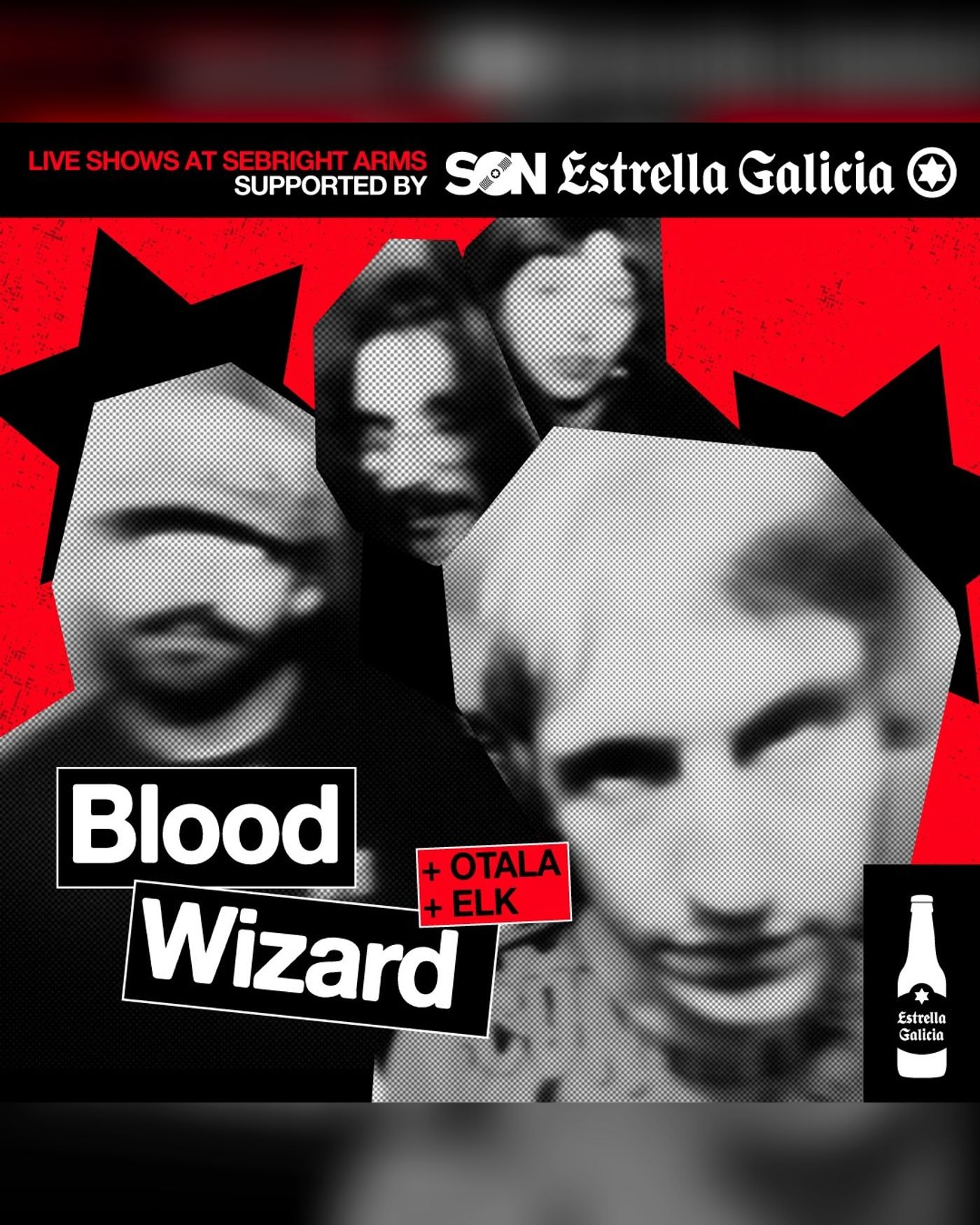 Affiche du concerto Blood Wizard + Otala + ELK, Sebright Arms