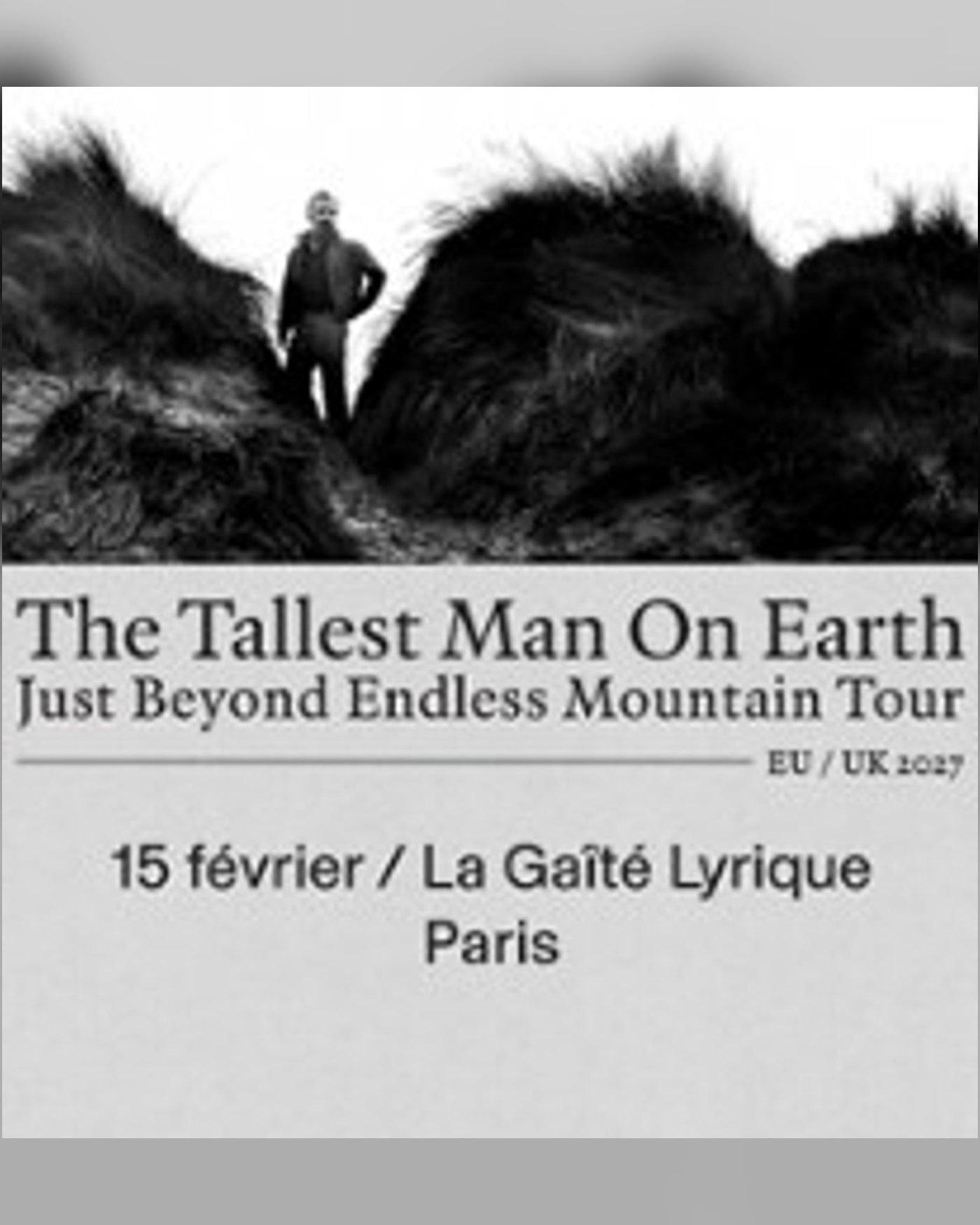Affiche du concerto The Tallest Man on Earth, La Gaîté Lyrique
