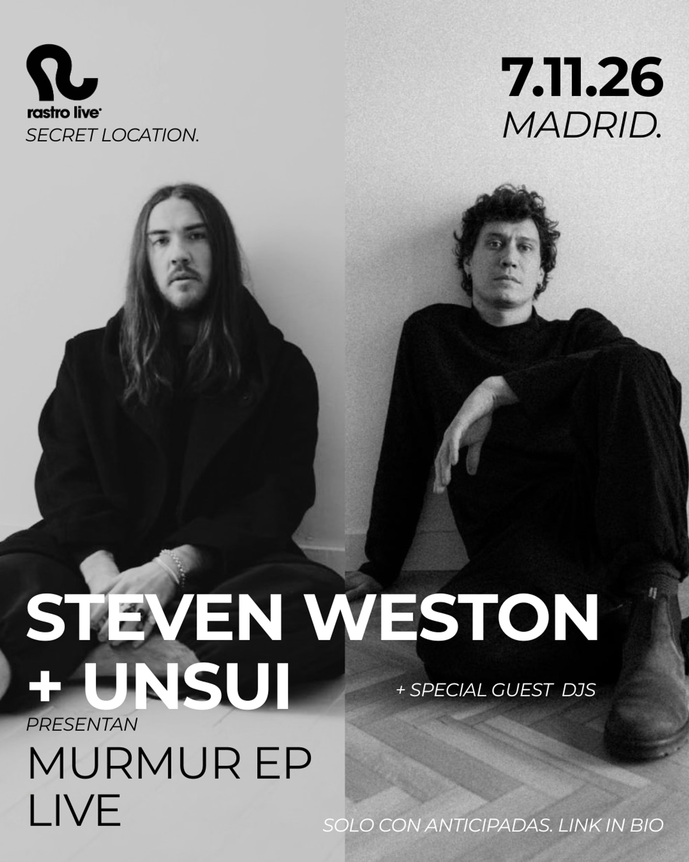 Affiche du Konzert Steven Weston & unsui pres. Murmur EP (live), Rastro Live Studio