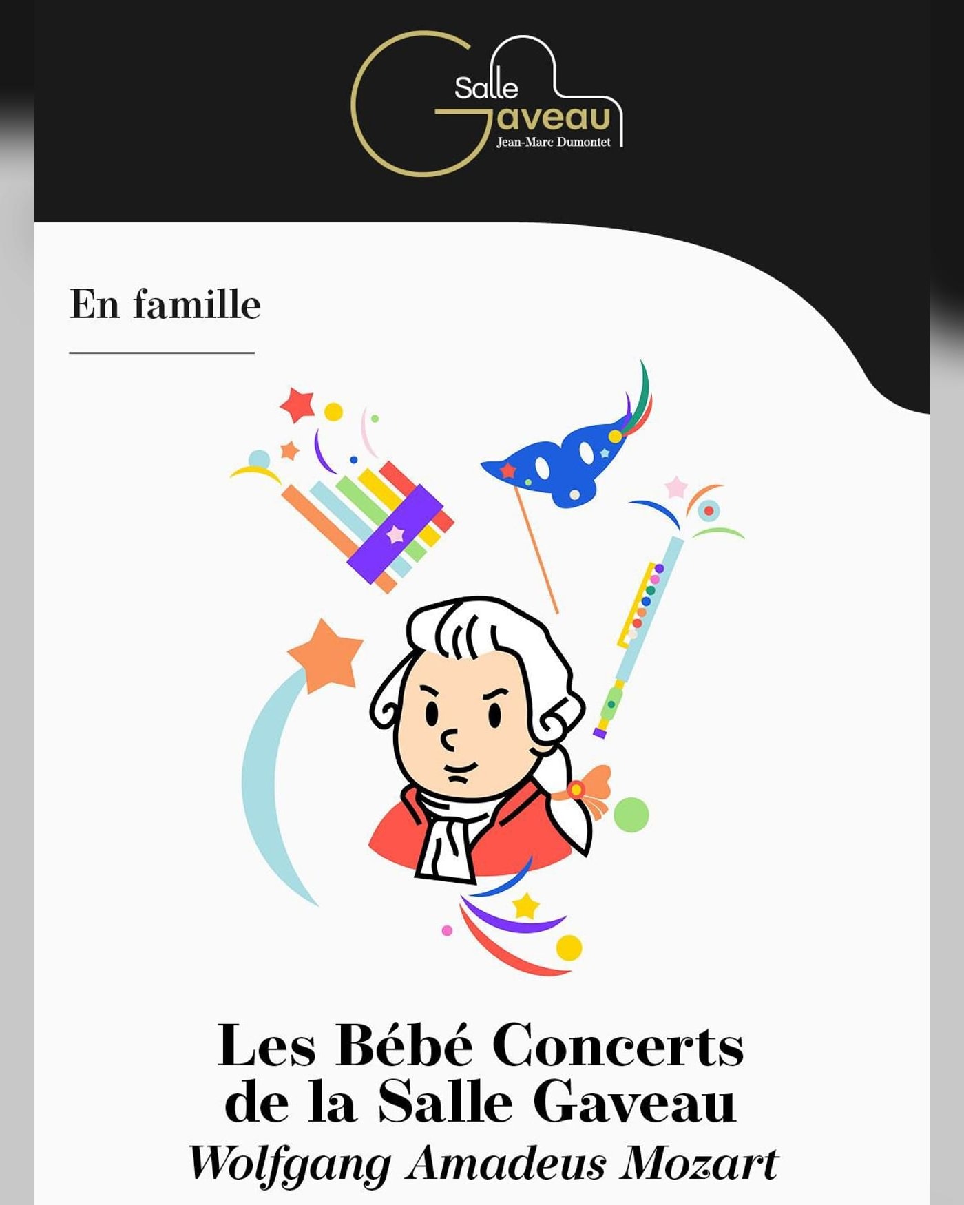 Poster for the concert Bébé Concert : Wolfgang Amadeus Mozart, Salle Gaveau