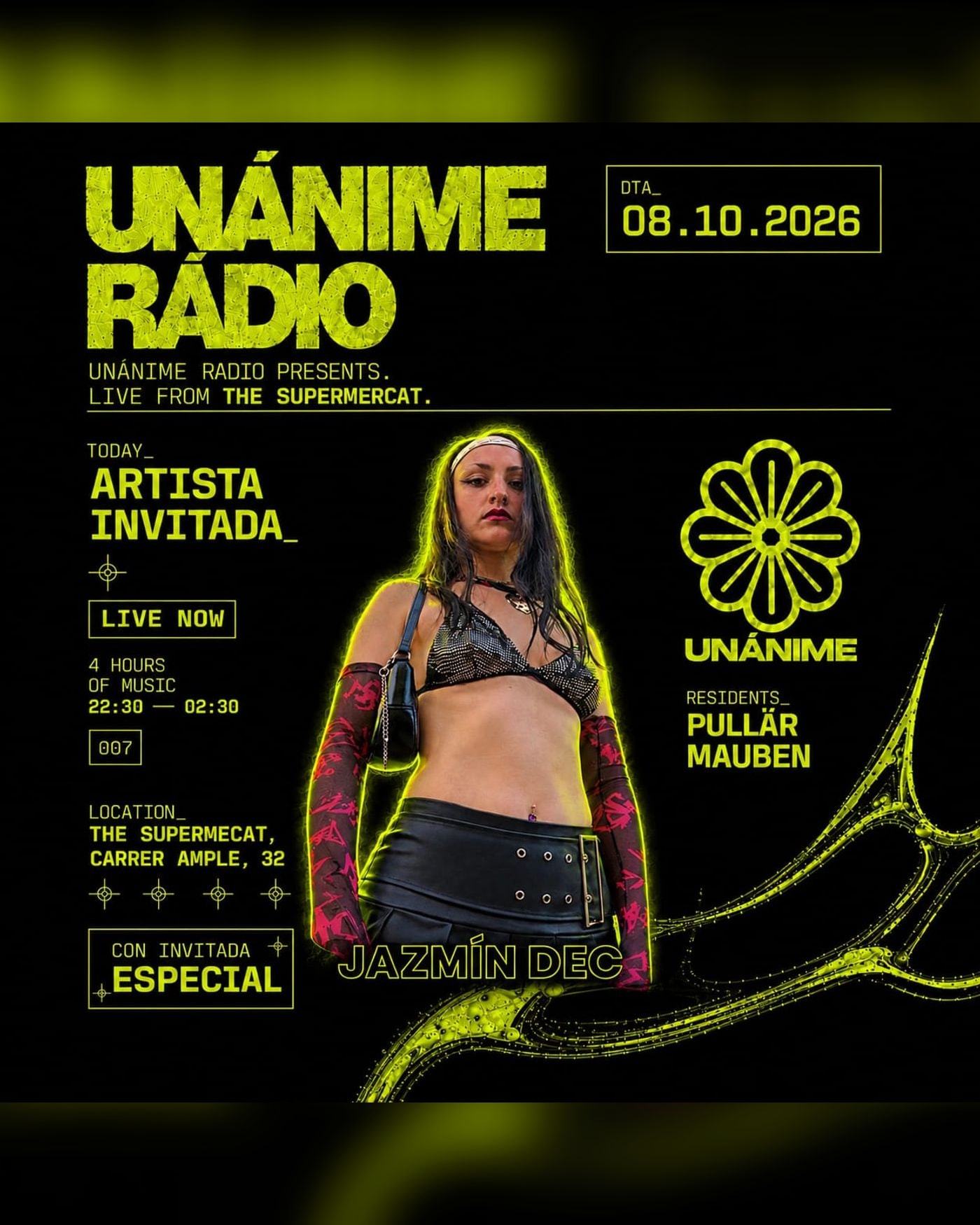 Cartel del concierto Radio Unánime Second Edition, The Supermercat Gotico