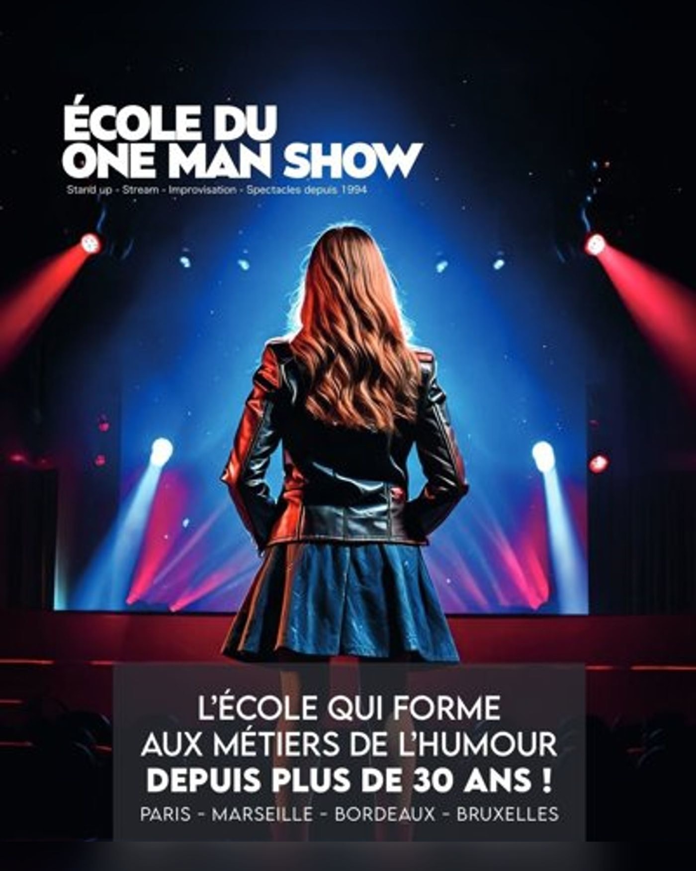Affiche du spectacle L'école du one-man-show, Theatre le Bout