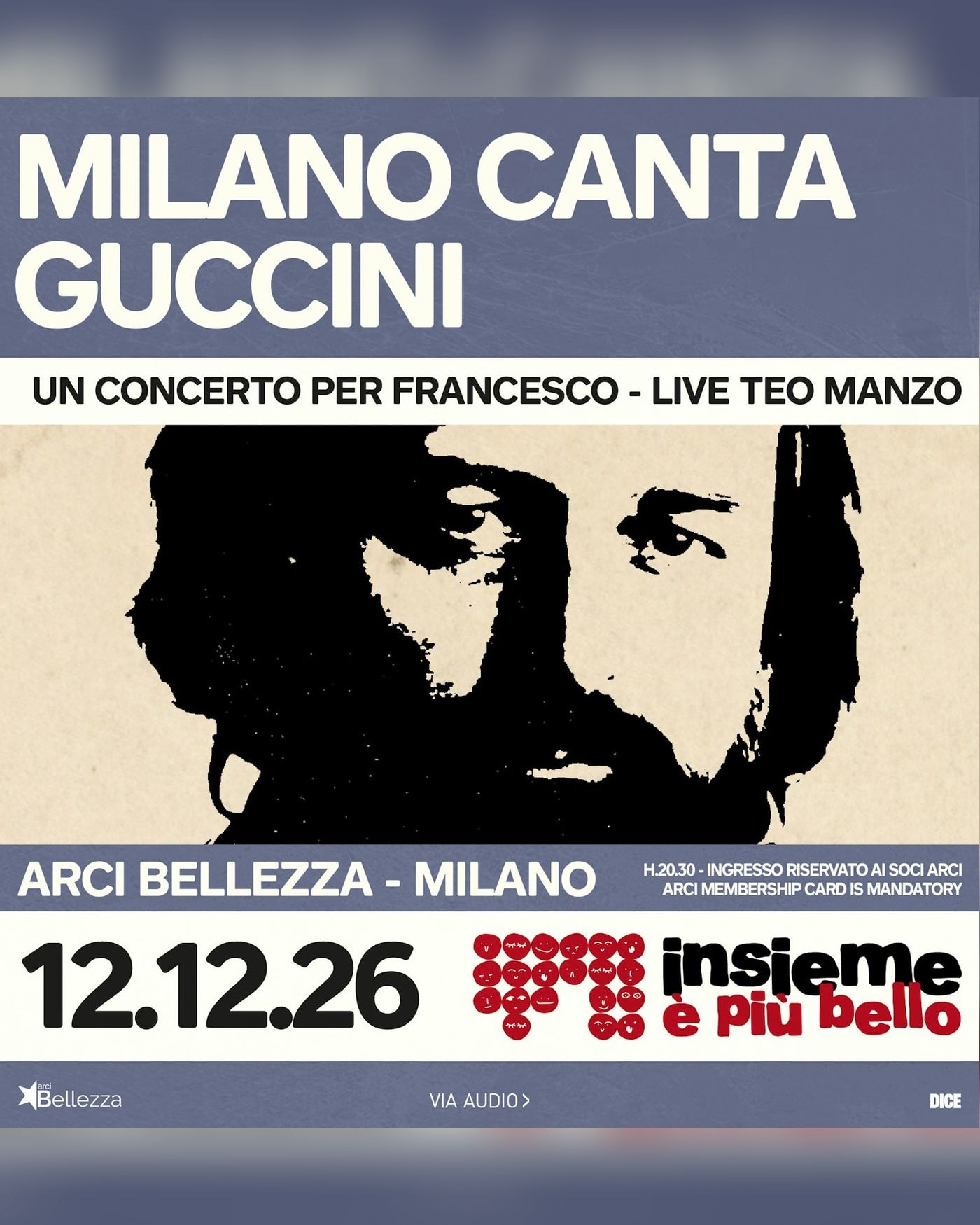 Affiche du Konzert Milano Canta Guccini, Arci Bellezza