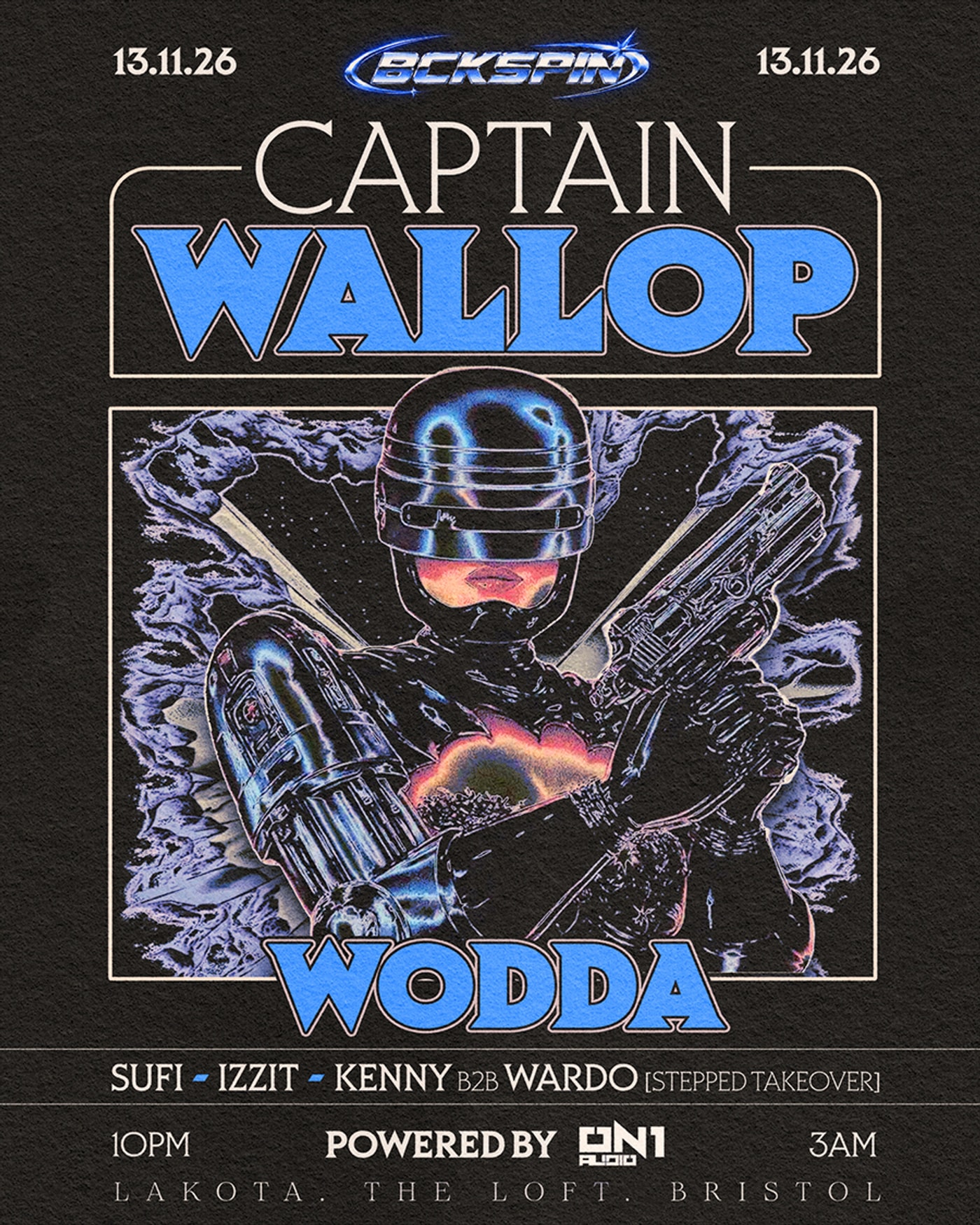 Cartel del concierto Bckspin: Captain Wallop, Wodda, Lakota