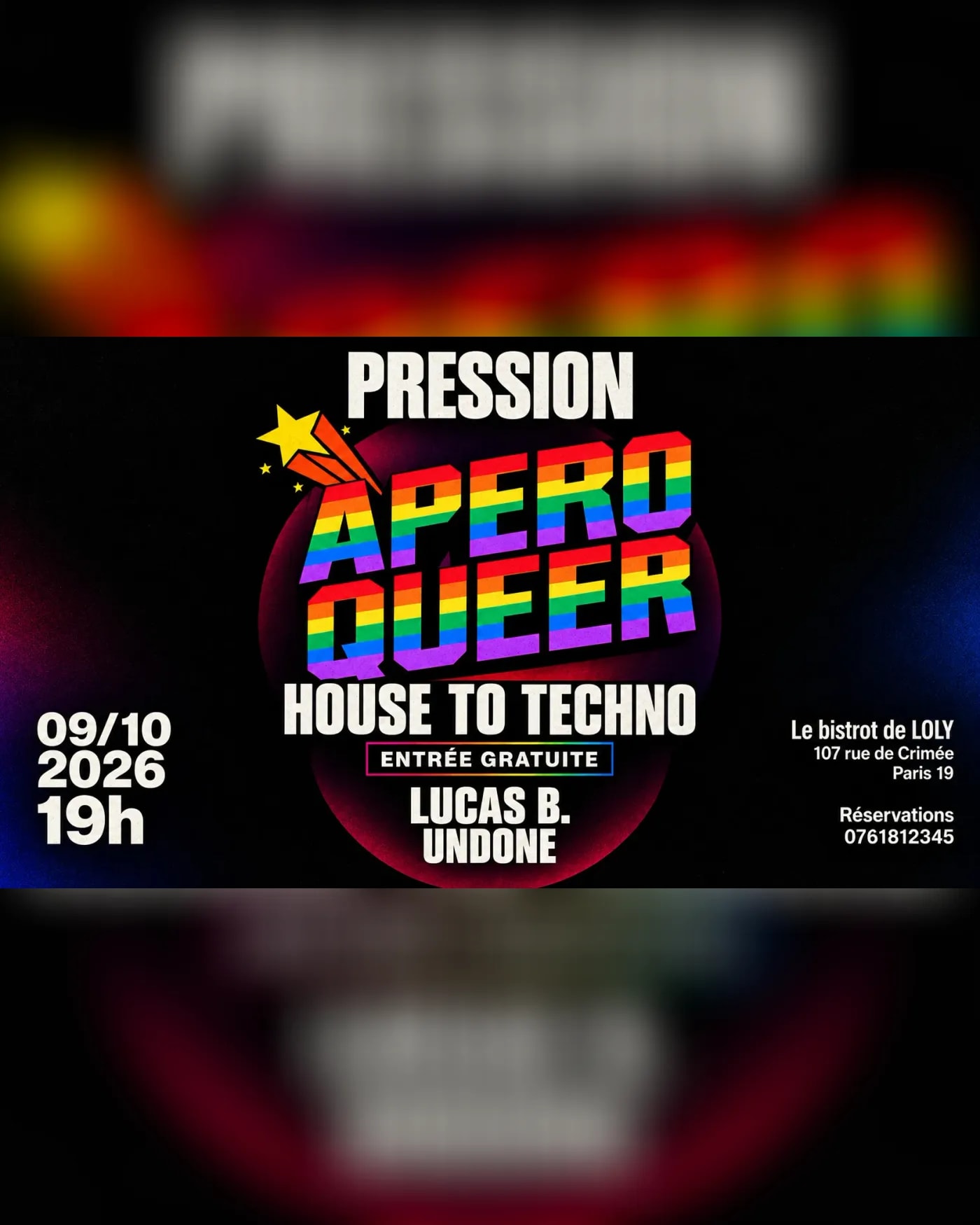 Affiche du concerto Pression X Apéro Queer, Bistrot de Loly