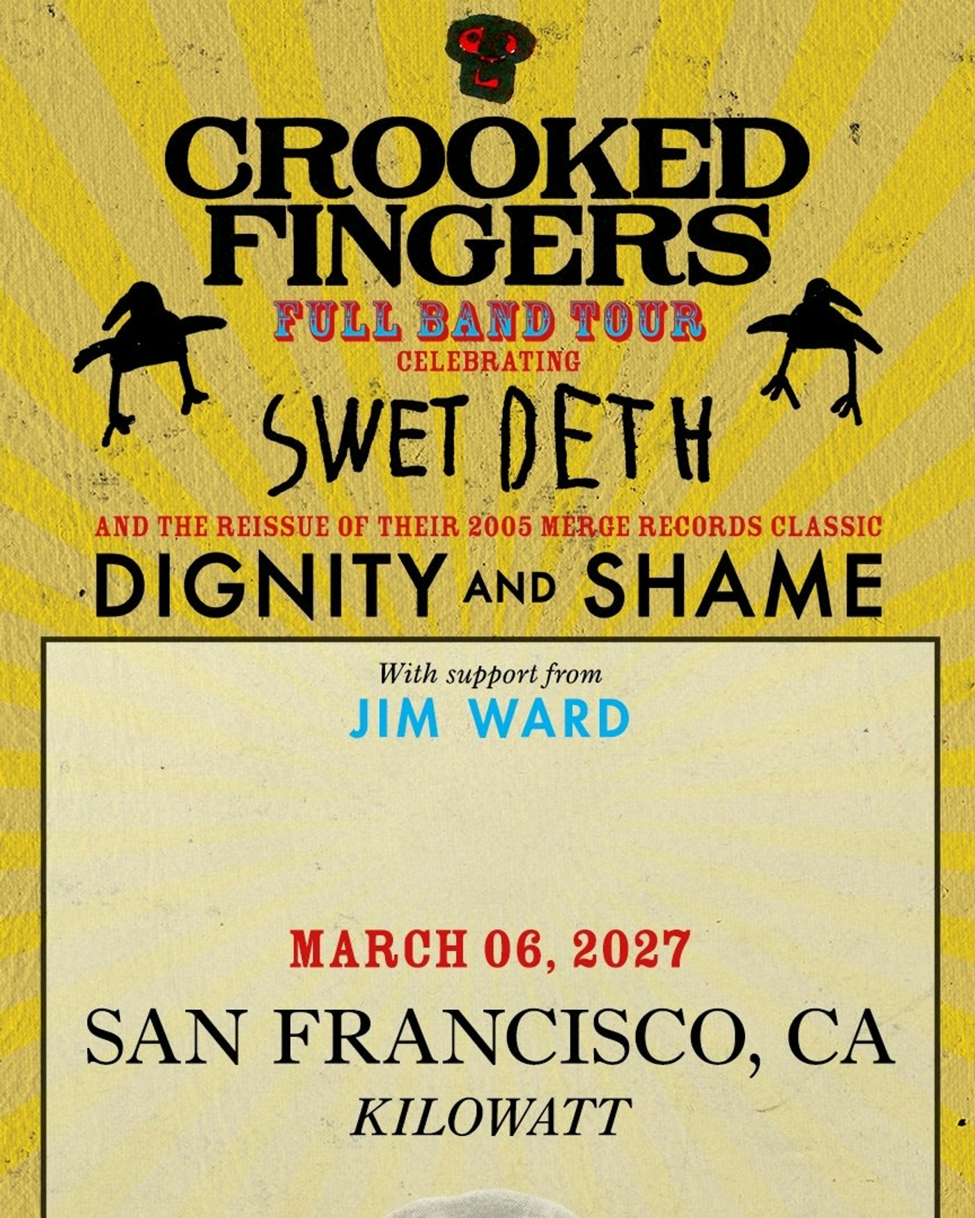 Poster for the concert Crooked Fingers and Jim Ward, Kilowatt