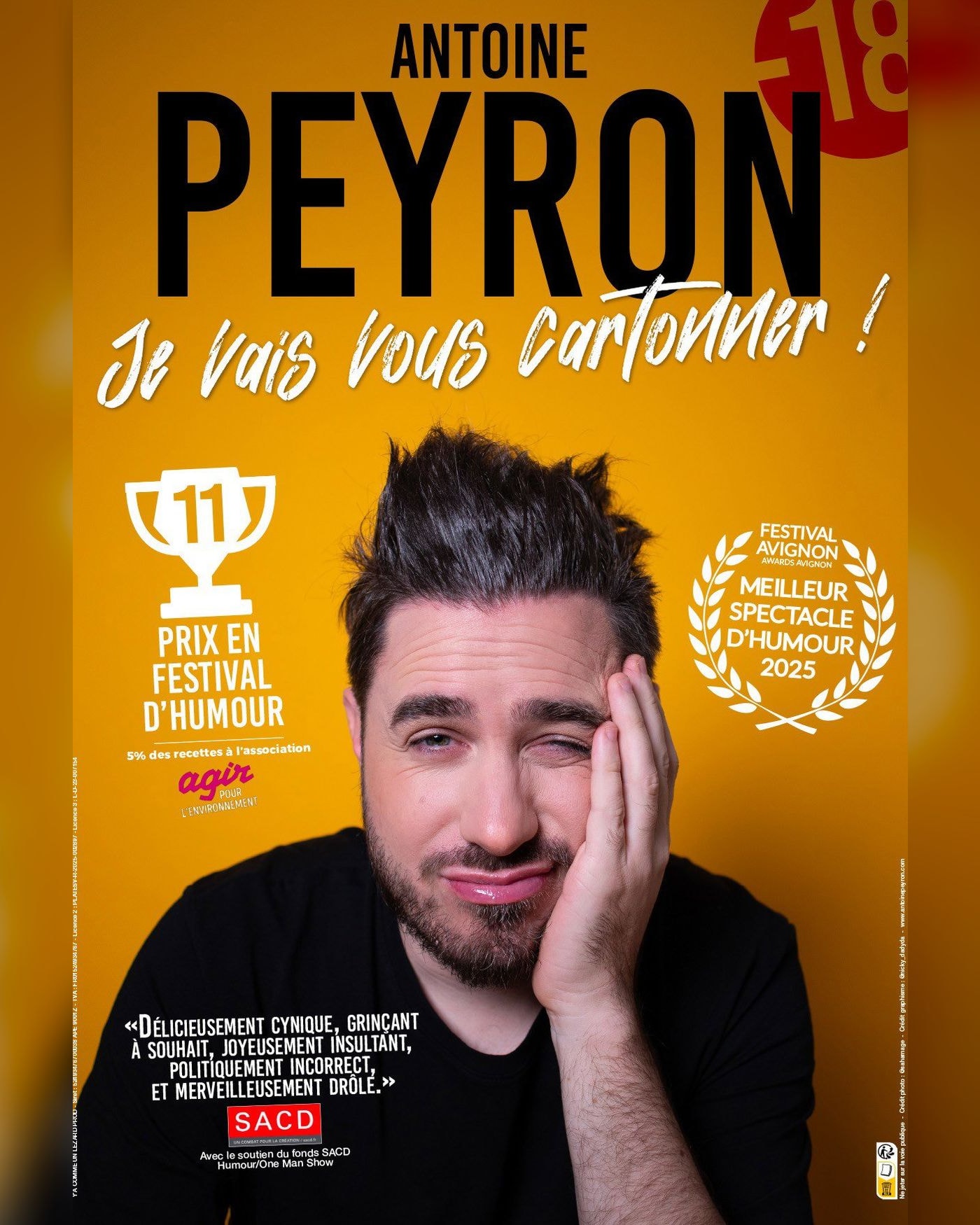 Cartel del espectáculo Antoine Peyron dans Je vais vous cartonner !, Café Théâtre Le Citron Bleu