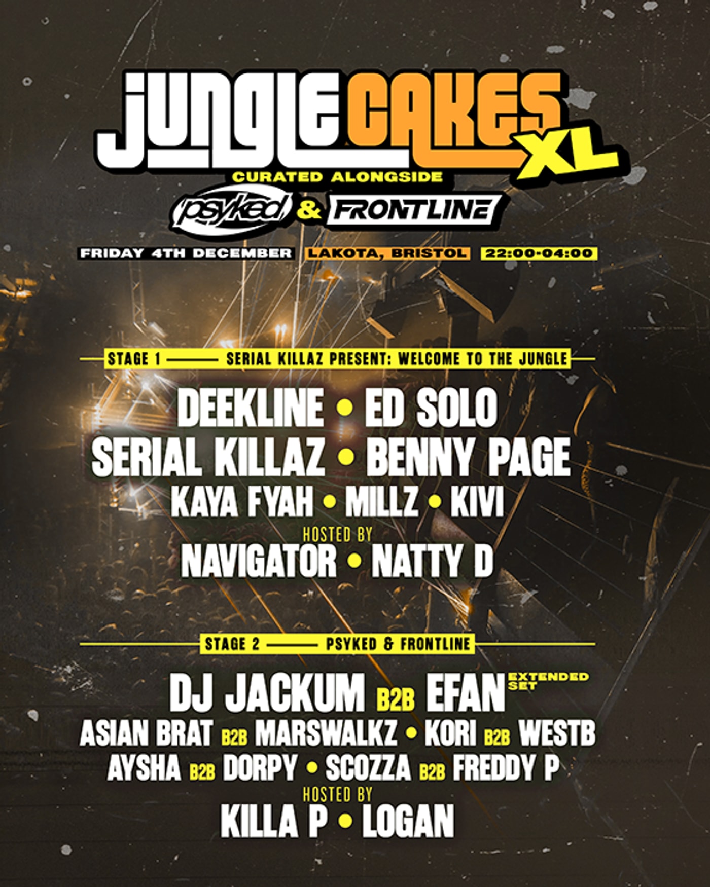 Affiche du concert Jungle Cakes X Psyked X Frontline XL, Lakota