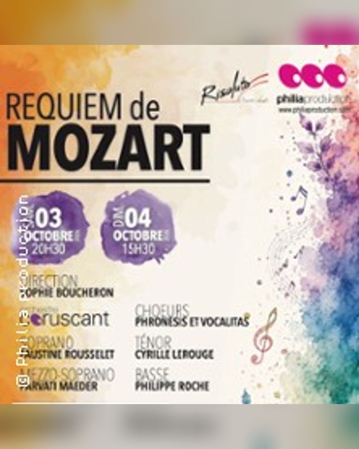 Affiche du Konzert Requiem de Mozart, Eglise St Eloi