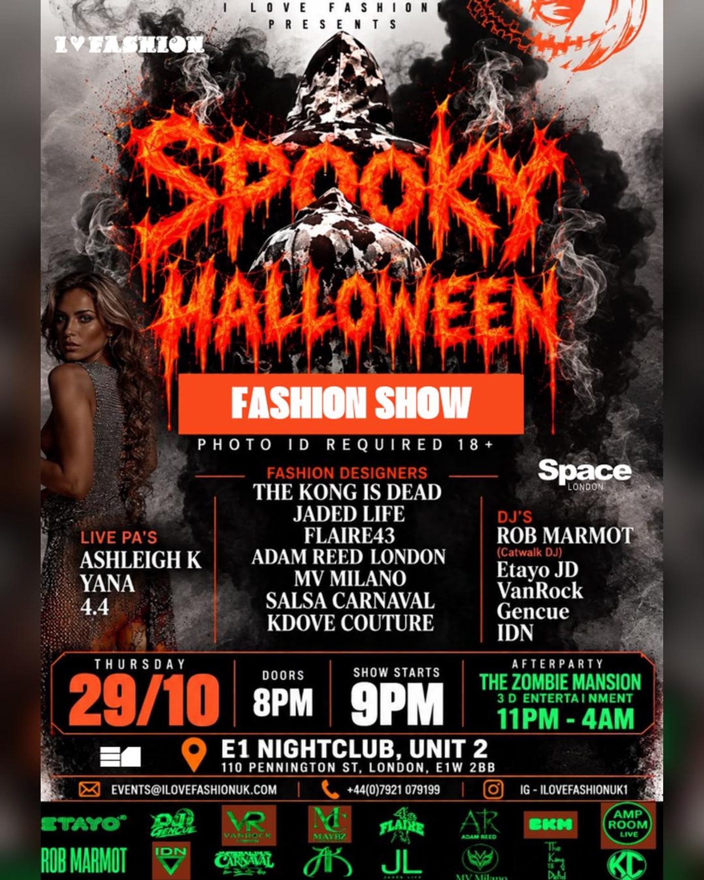 Poster for the concert The Spooky Halloween, Studio Spaces