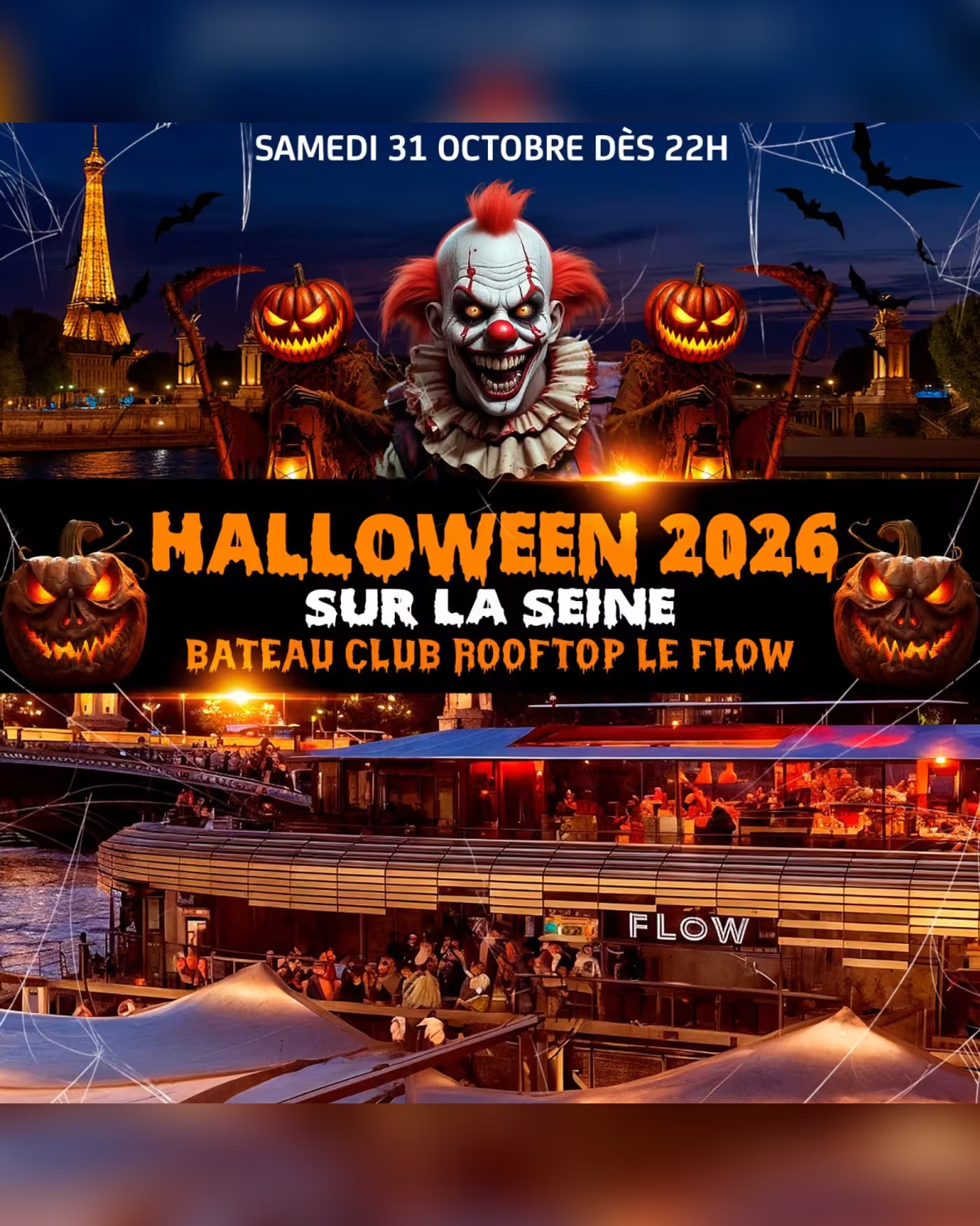 Halloween Boat Rooftop Club Party Géante Hanté Sur La Seine