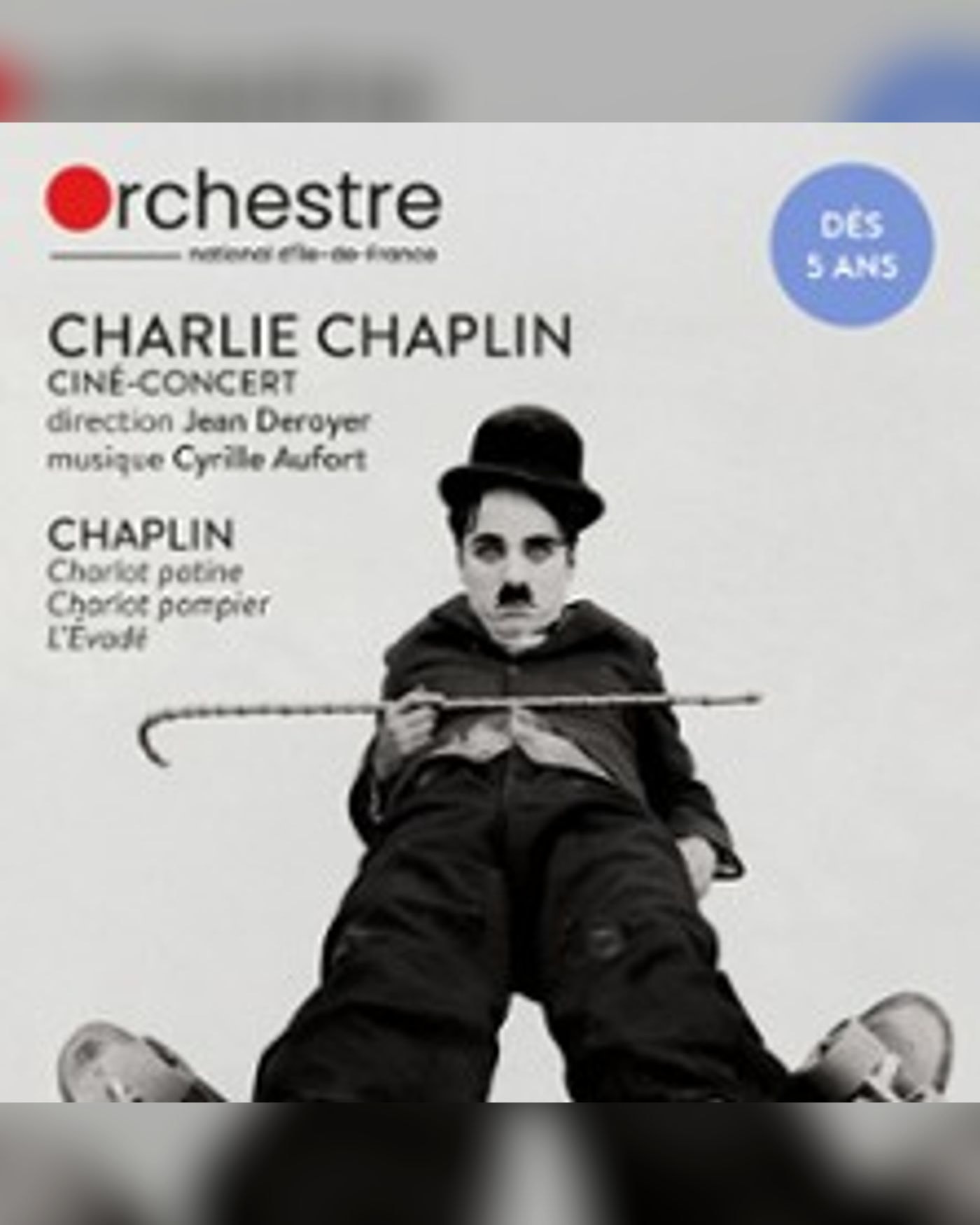 Affiche du concerto Charlie Chaplin, Espace Charles Vanel