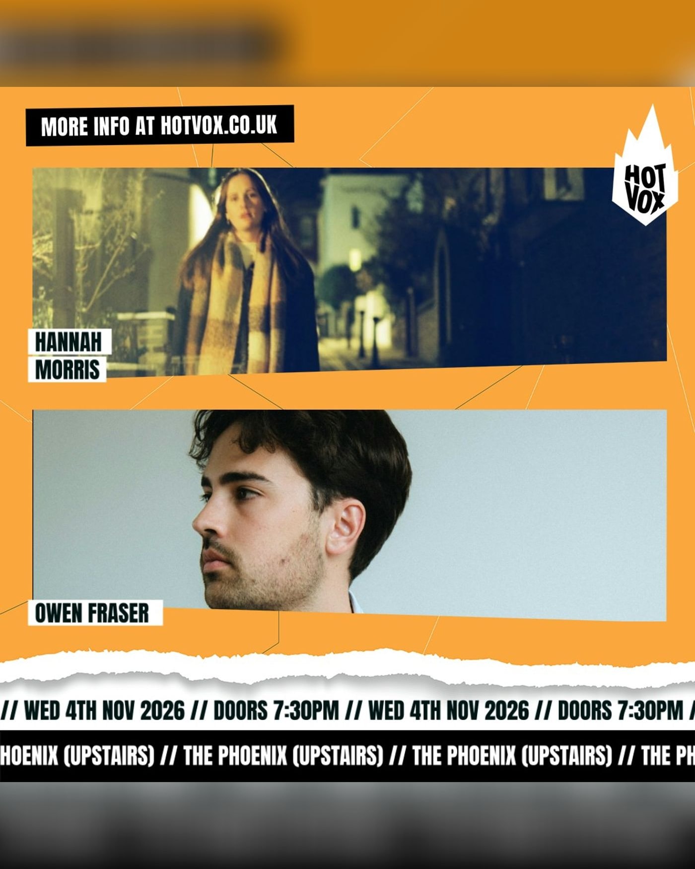 Affiche du Konzert Hannah Morris // Owen Fraser, The Phoenix