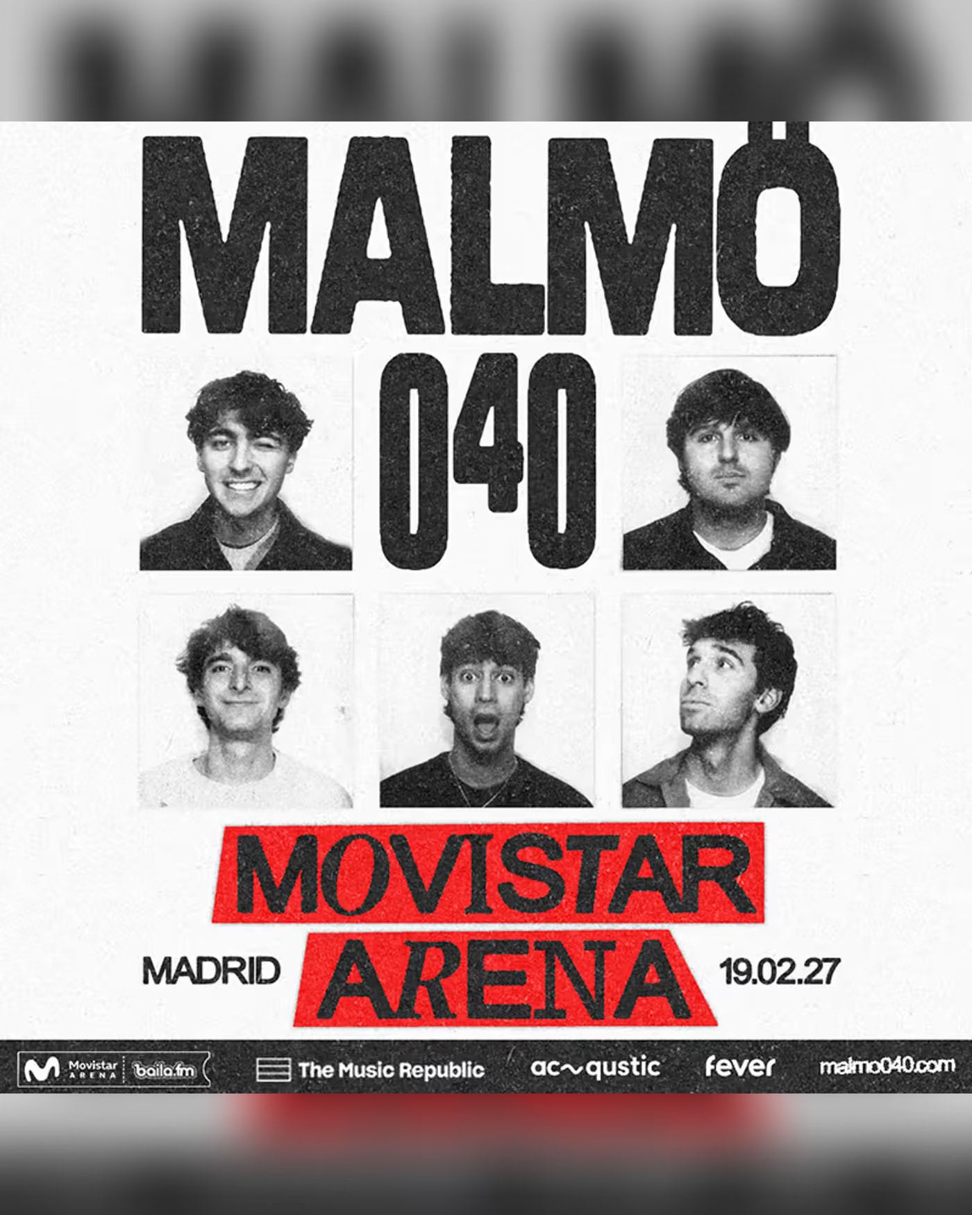 Cartel del concierto Malmö 040 en Movistar Arena, Madrid 2027
