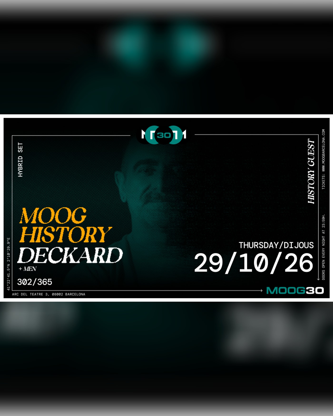 Cartel del concierto MOOG HISTORY: Deckard + Men (L-Men-T), Moog Club