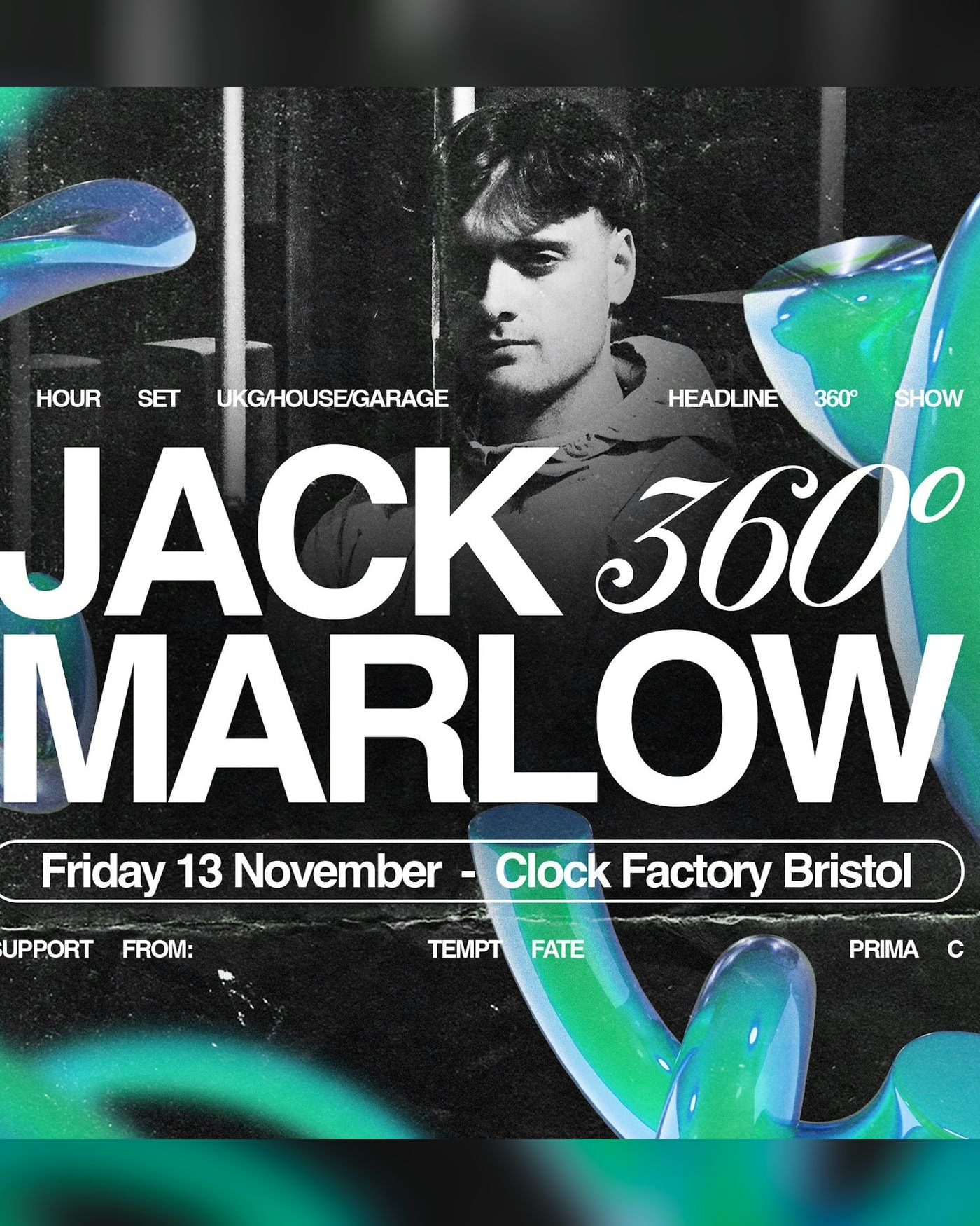 Poster for the concert Jack Marlow, Bristol Clock Factory
