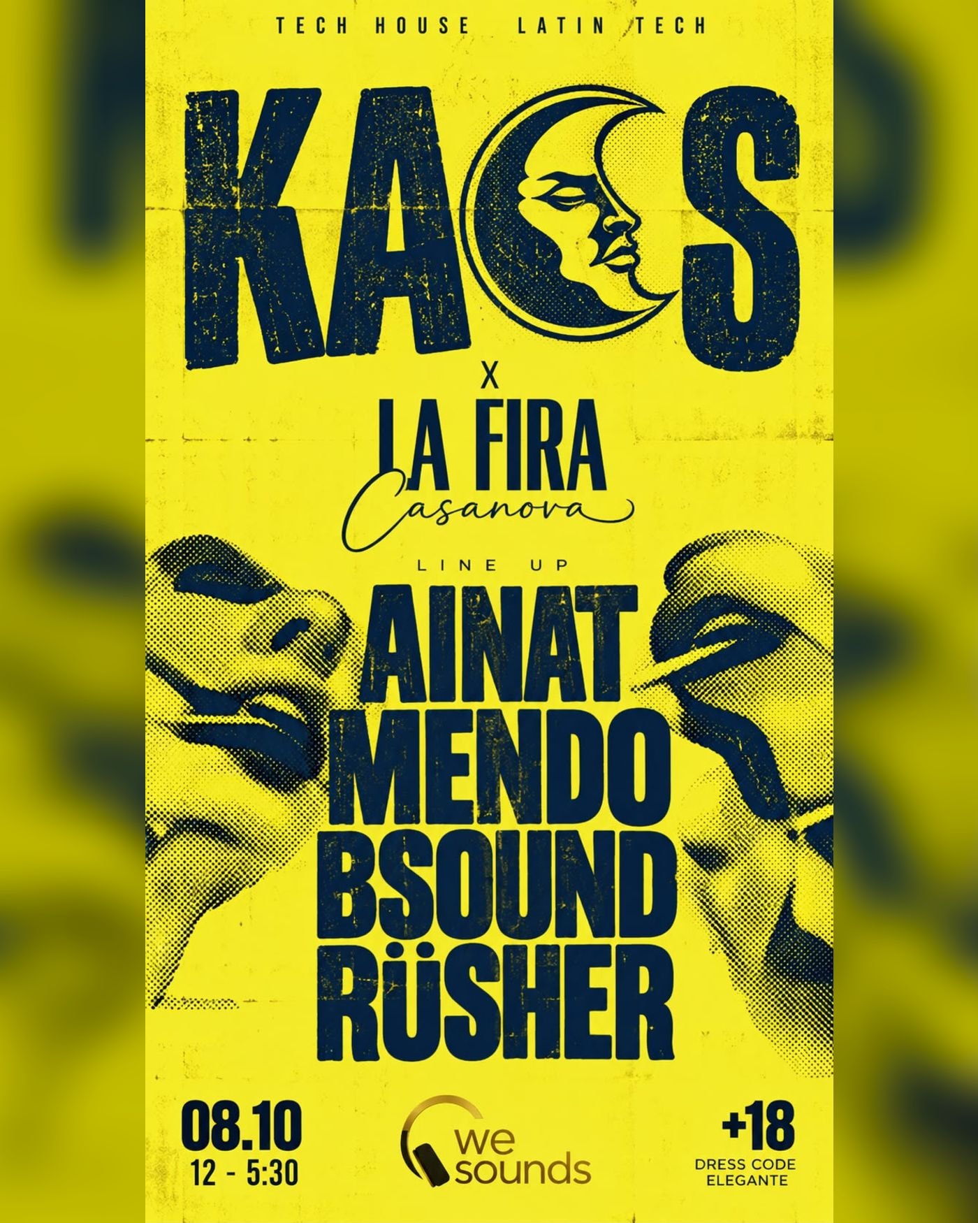 Cartel del concierto KAOS EVENTS X La Fira Casanova- Tech house and latin tech
