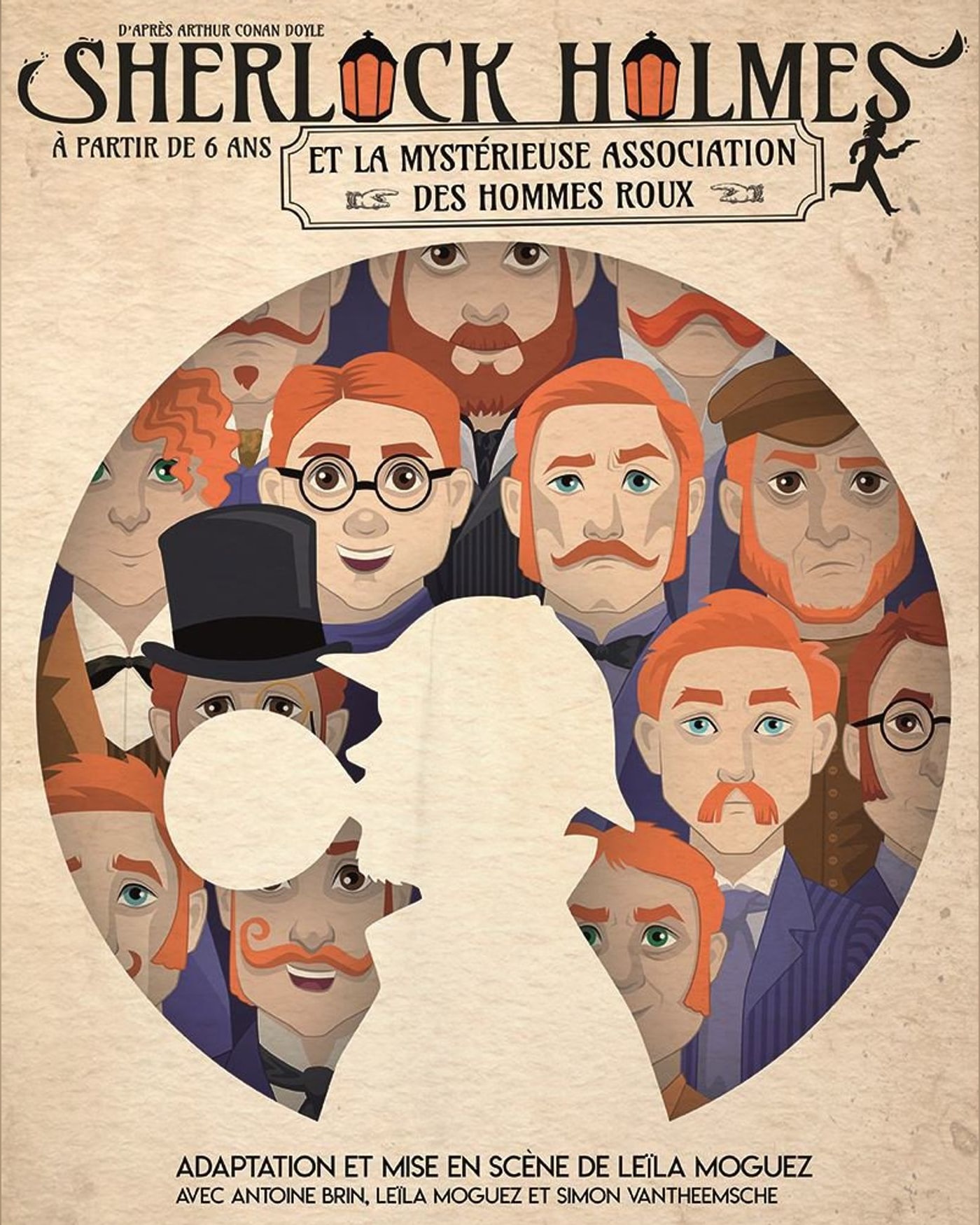 Cartel del espectáculo Sherlock Holmes et la Mystérieuse Association des Hommes roux, Théâtre Essaion