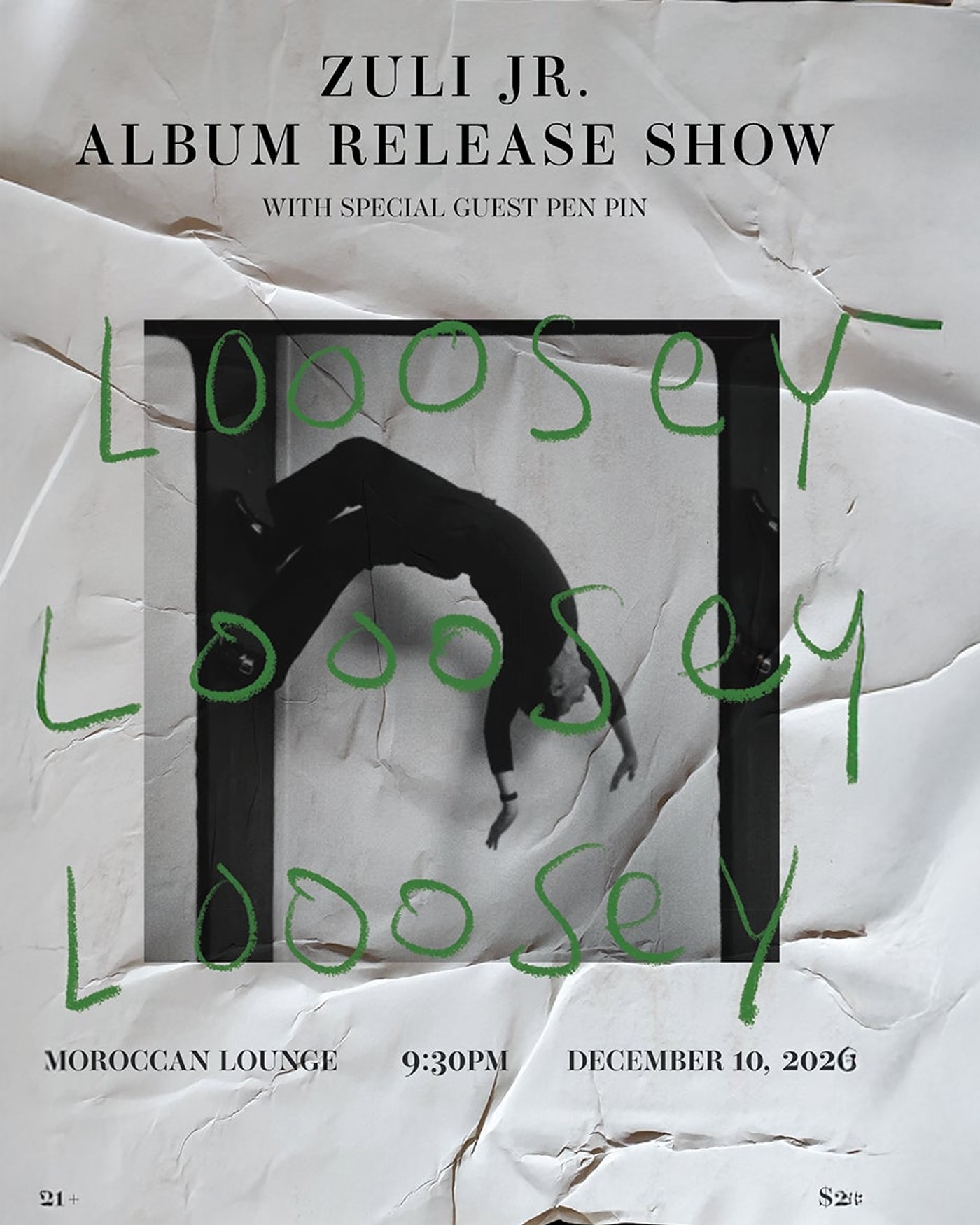 Poster for the concert Zuli Jr. Album Release Show with Pen Pin, The Moroccan Lounge
