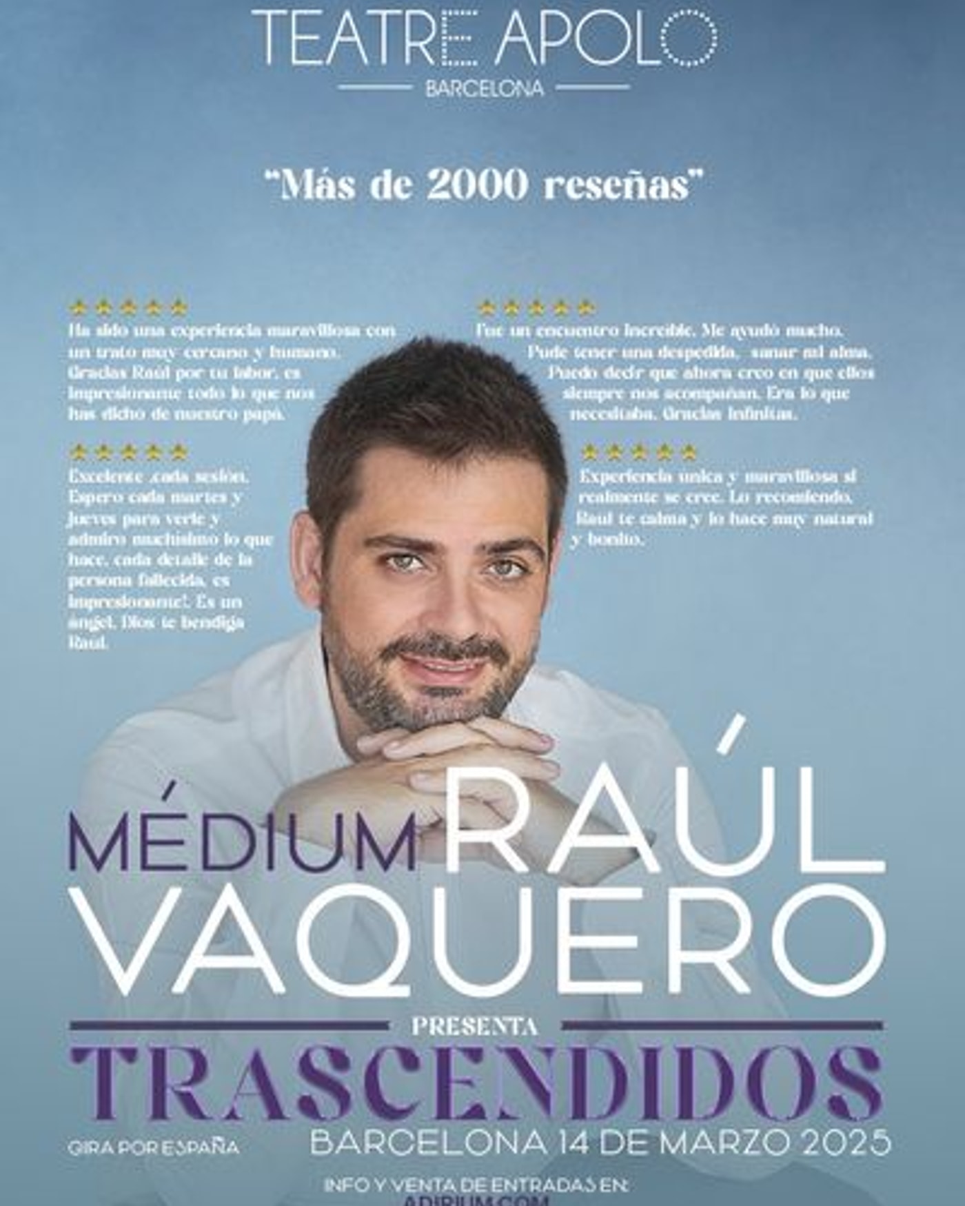 Cartel del espectáculo Trascendidos – Raúl Vaquero, Teatro Apolo de Barcelona