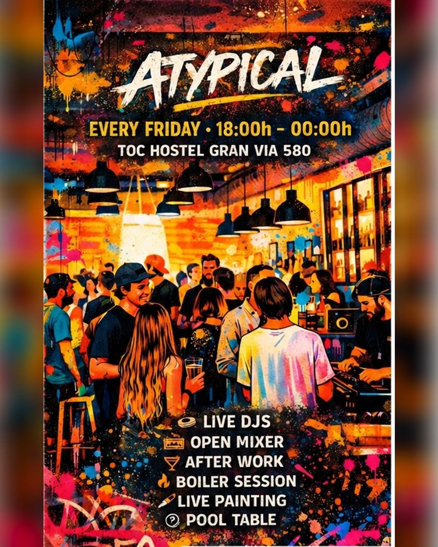 Cartel del concierto ATYPICAL: Afterwork + Open Mixer (Free Entry), TOC Hostel