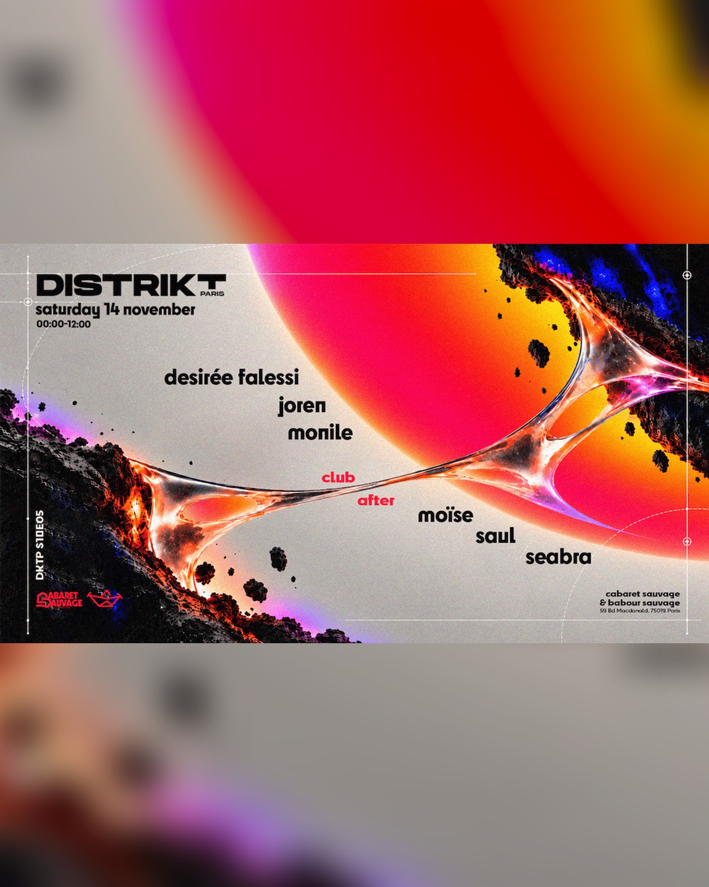 Affiche du Konzert Distrikt Paris [Club+After]: Desirée Falessi, Monile, Joren, Cabaret Sauvage