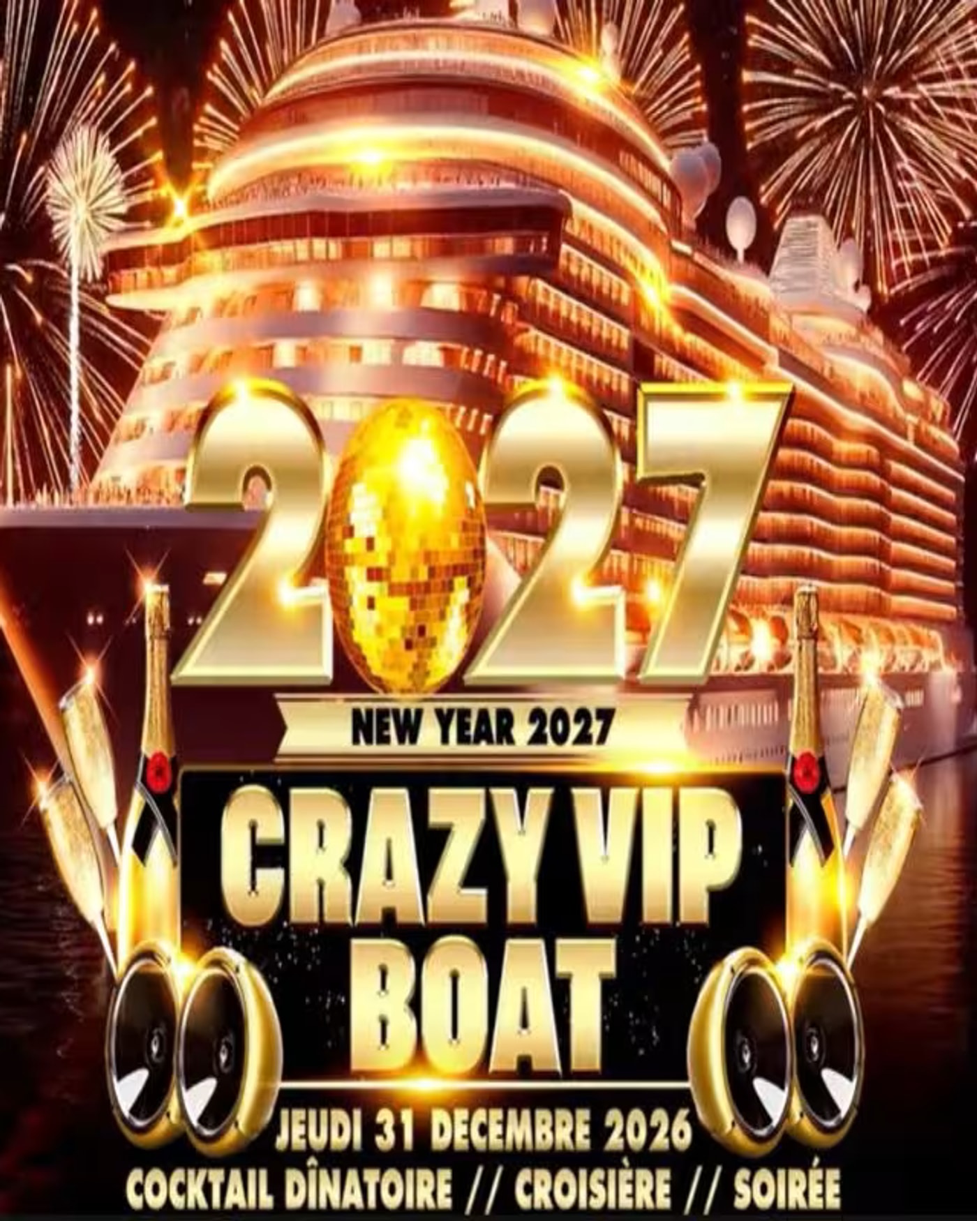 Imagen del plan Crazy Vip Boat Party Paradisiac Croisiere New Year 2027, quai de Bercy