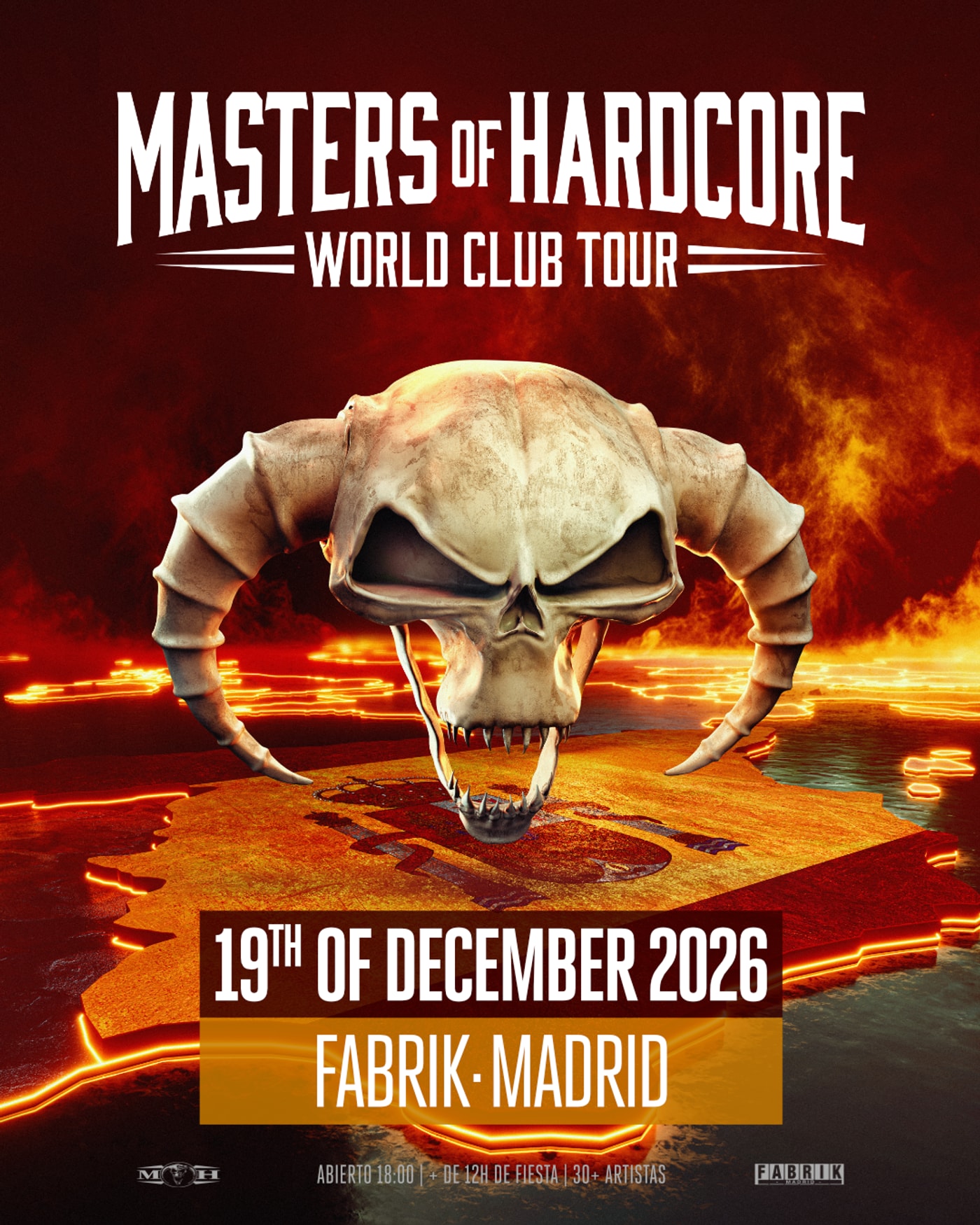 Cartel del concierto Masters Of Hardcore 2026 en Fabrik