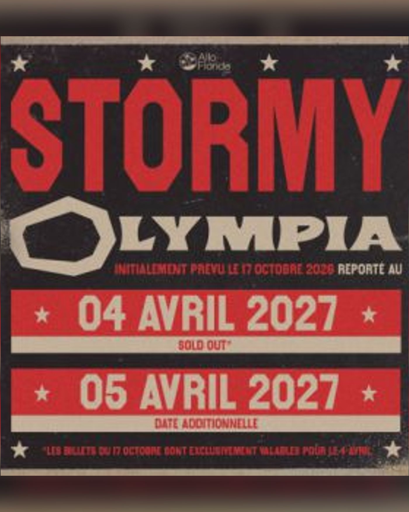 Paris Activitis Bilhetes Stormy – L'Olympia, Paris – abril de 2027