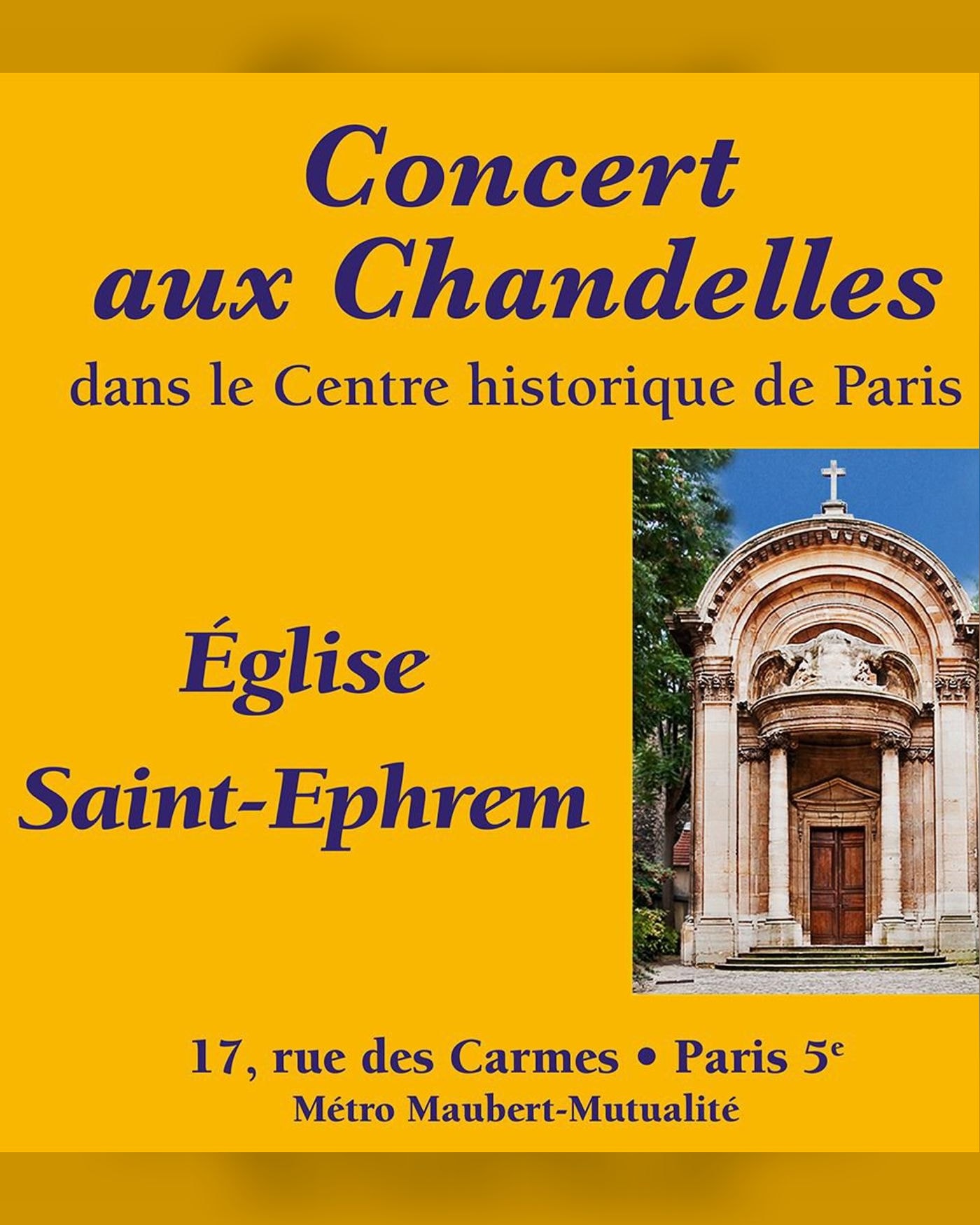 Cartel del concierto Liszt Satie Beethoven, Eglise Saint-Ephrem