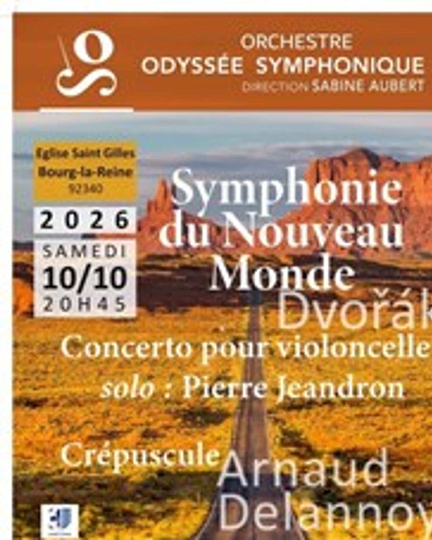 Affiche du Konzert Symphonie du Nouveau Monde, Eglise Saint Gilles