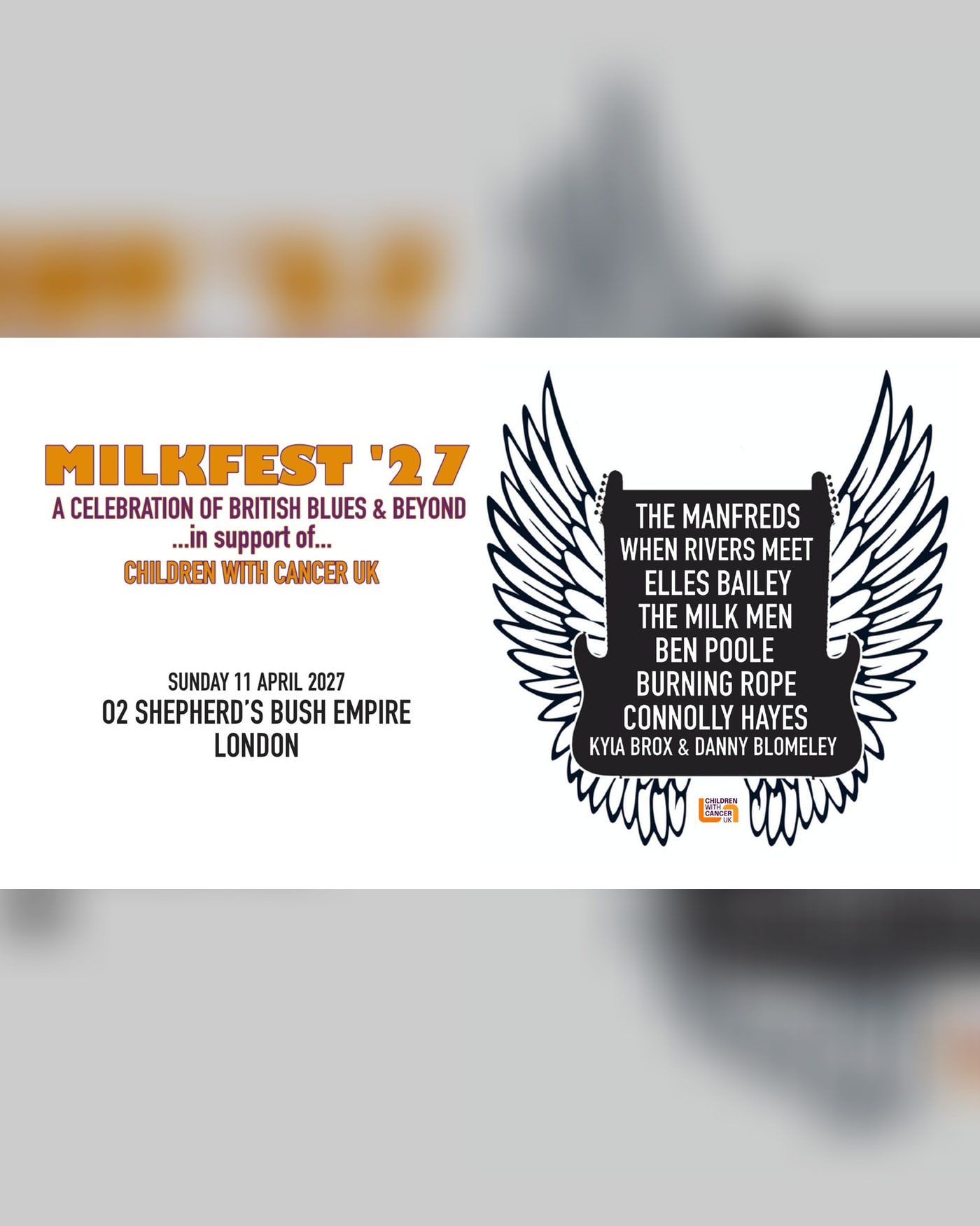 Affiche du concert Milkfest '27, O2 Shepherds Bush Empire